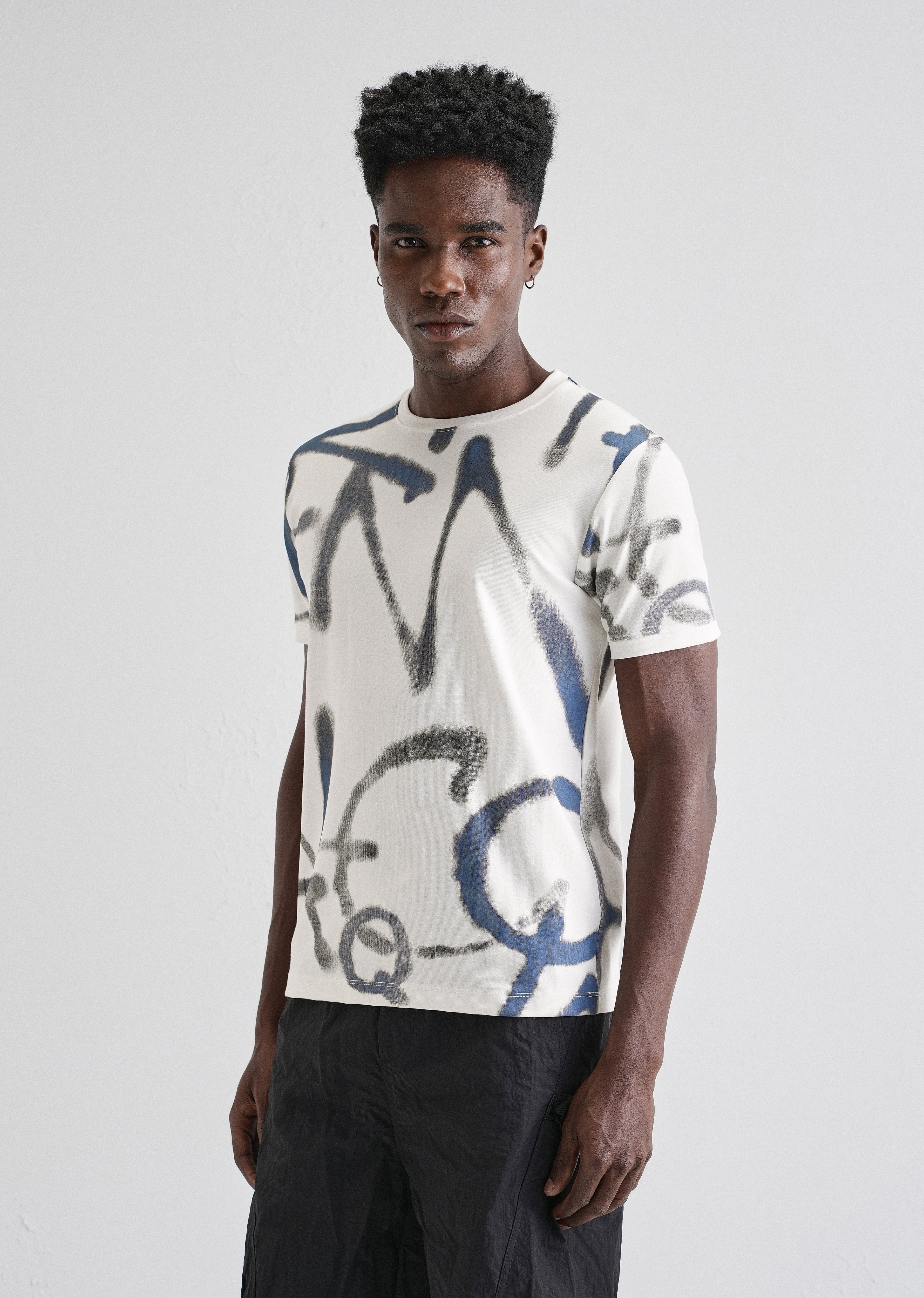 Blue White Printed T-shirt