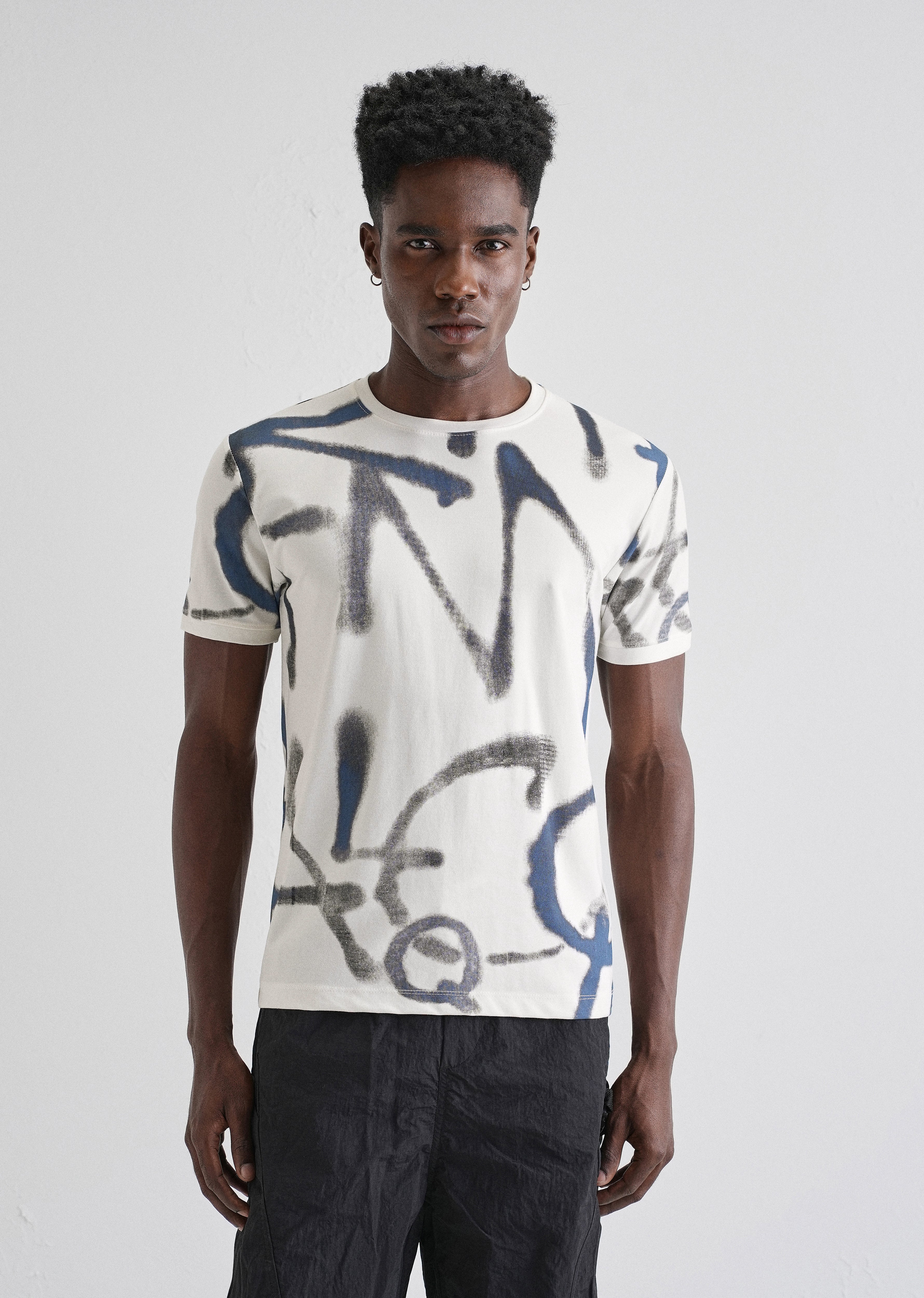 Blue White Printed T-shirt