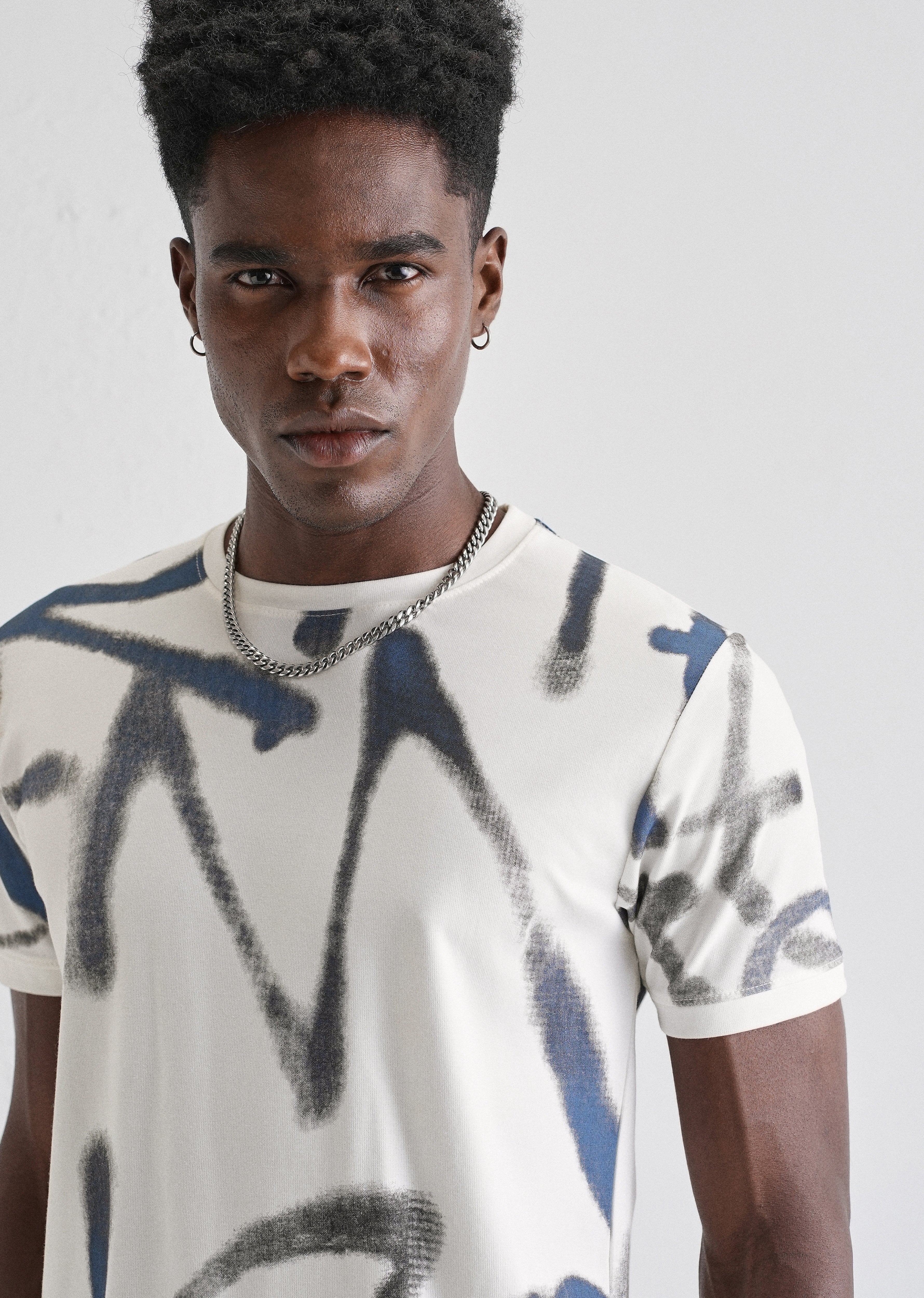 Blue White Printed T-shirt