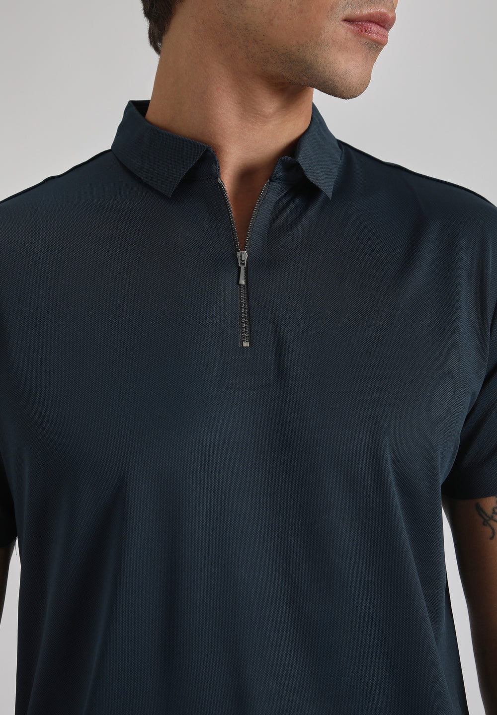Blue Zipper Stitchless Polo T-shirt