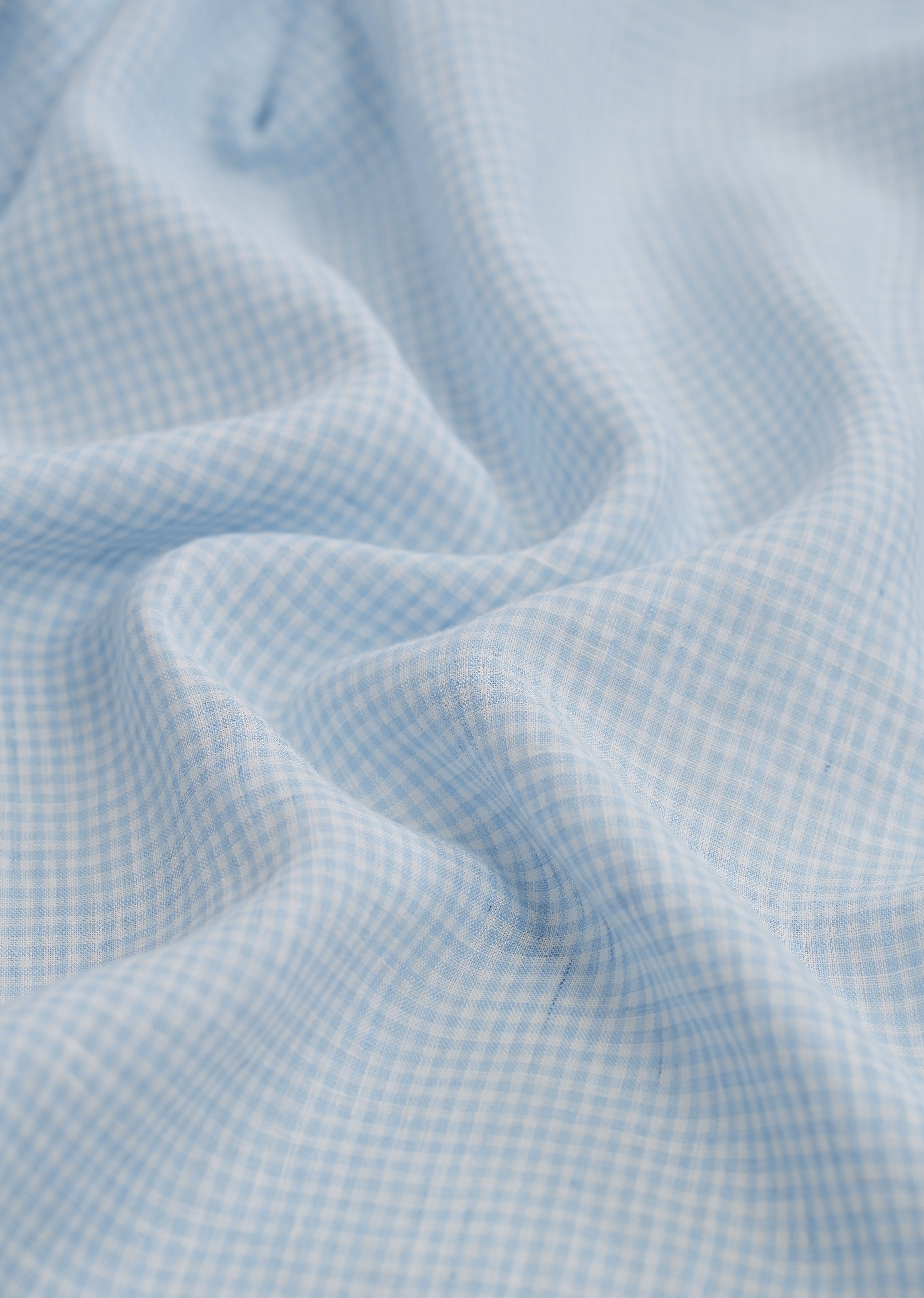 Blue 100% Pure Linen Gingham Check Shirt