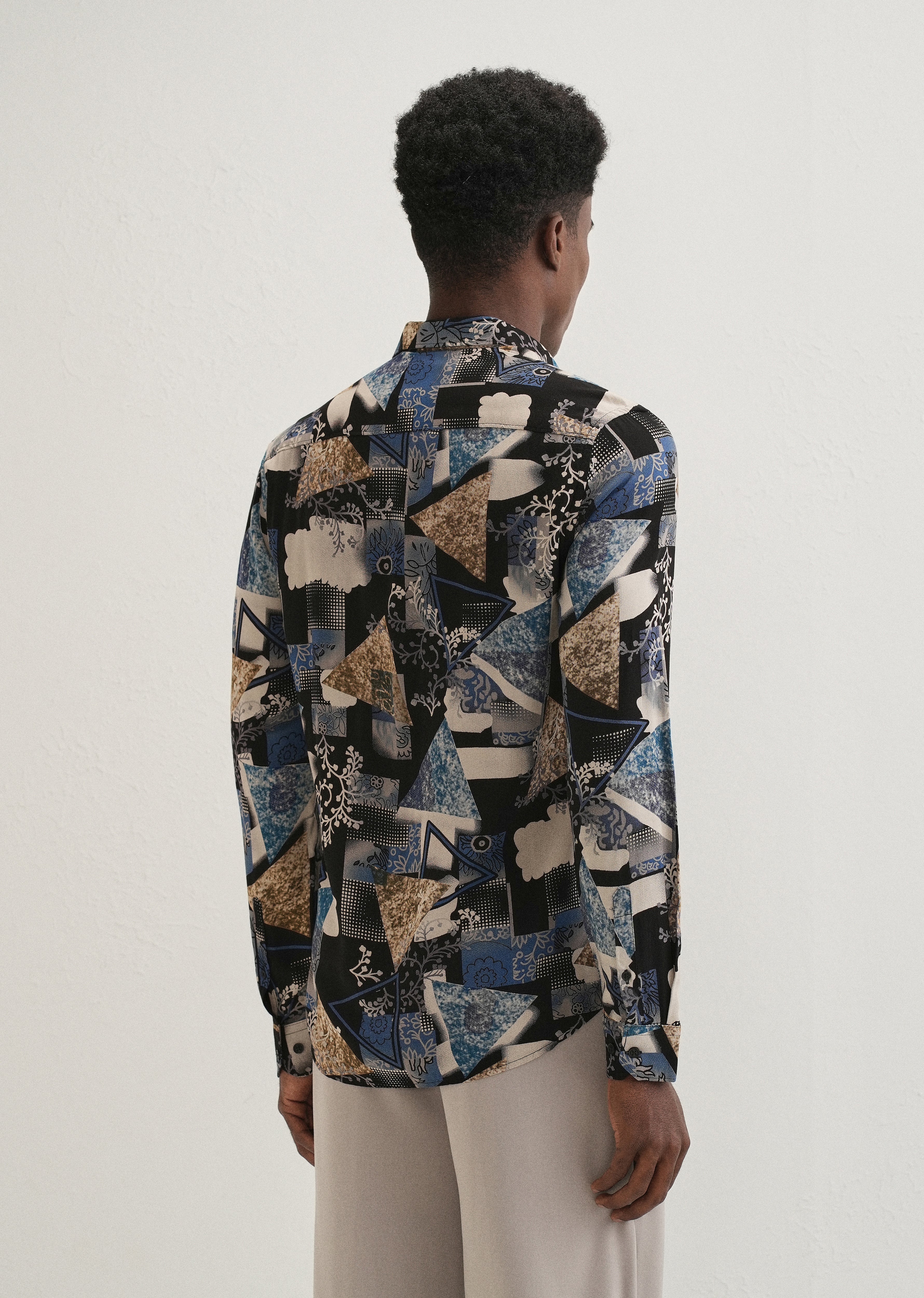 Blue Abstract Feather Shirt