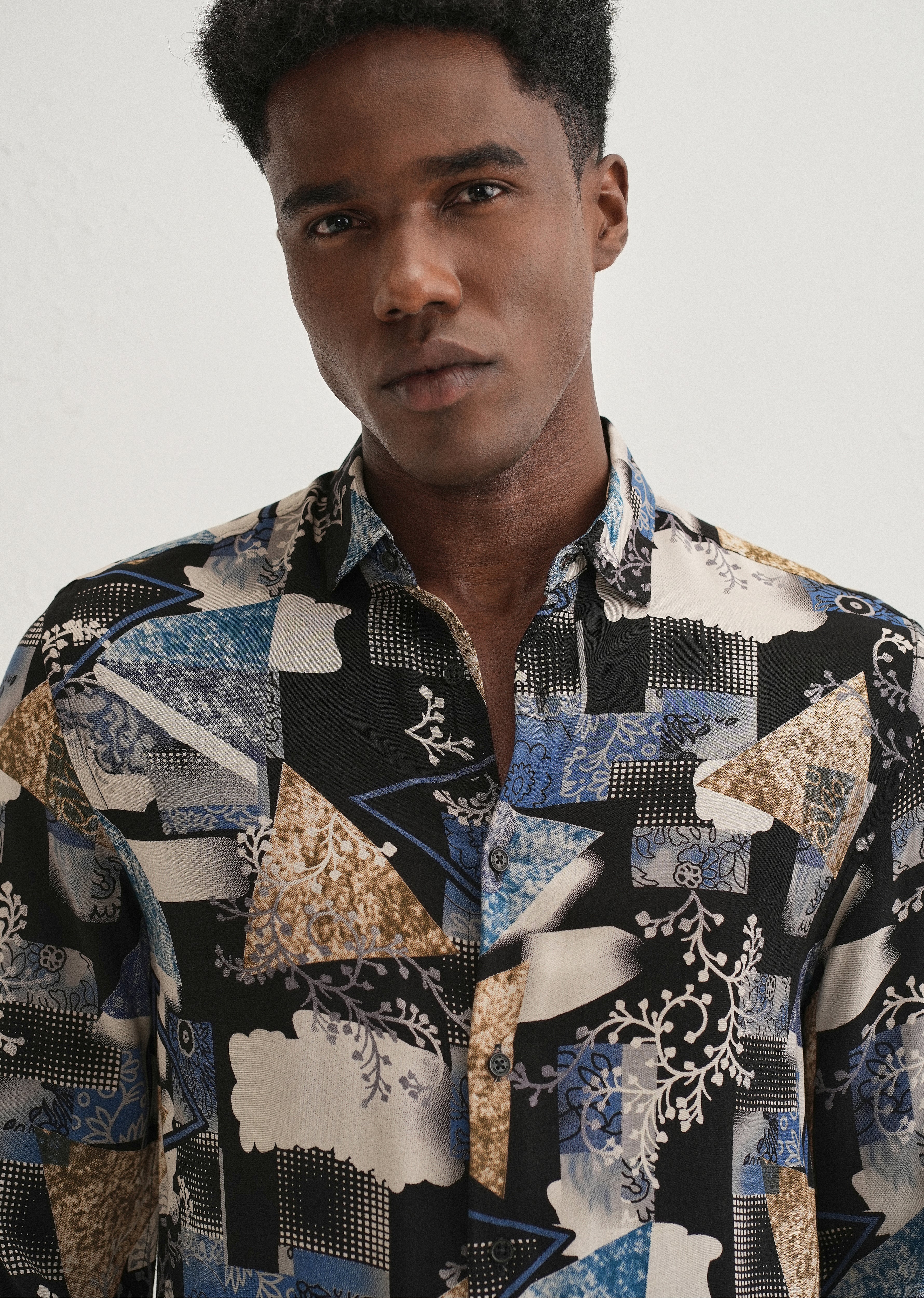 Blue Abstract Feather Shirt