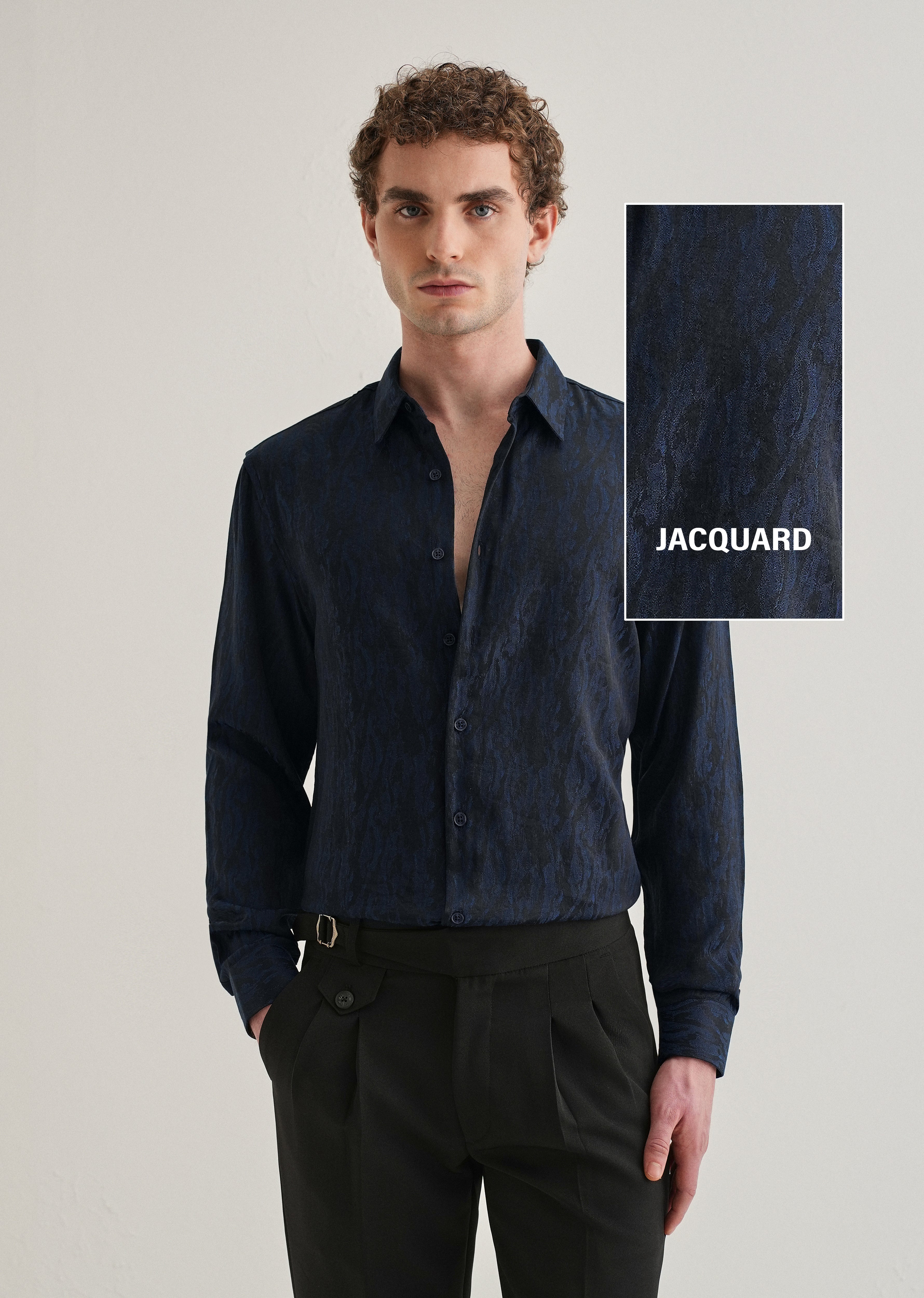 Blue Abstract Jacquard Shirt