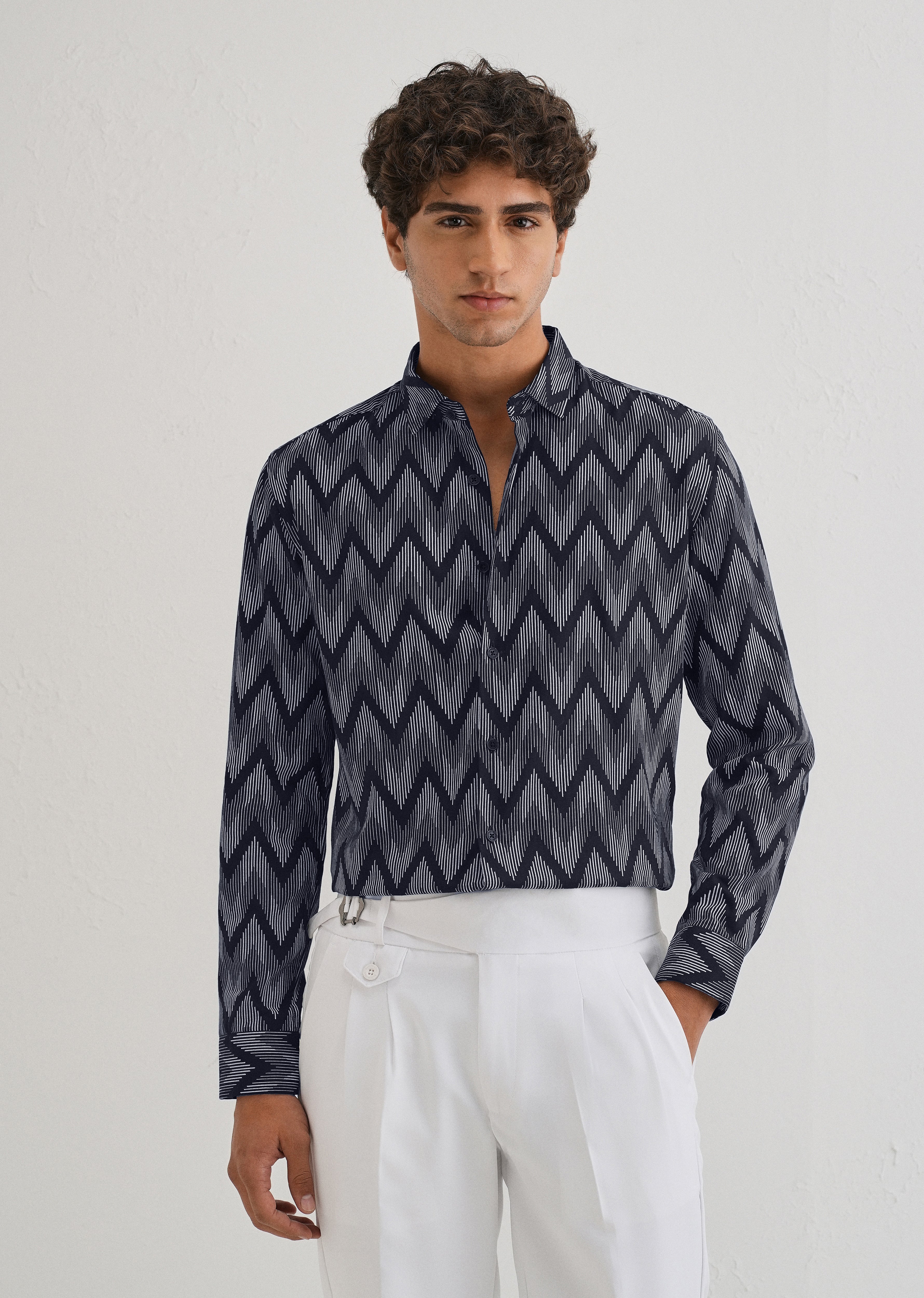 Blue Chevron Printed Shirt