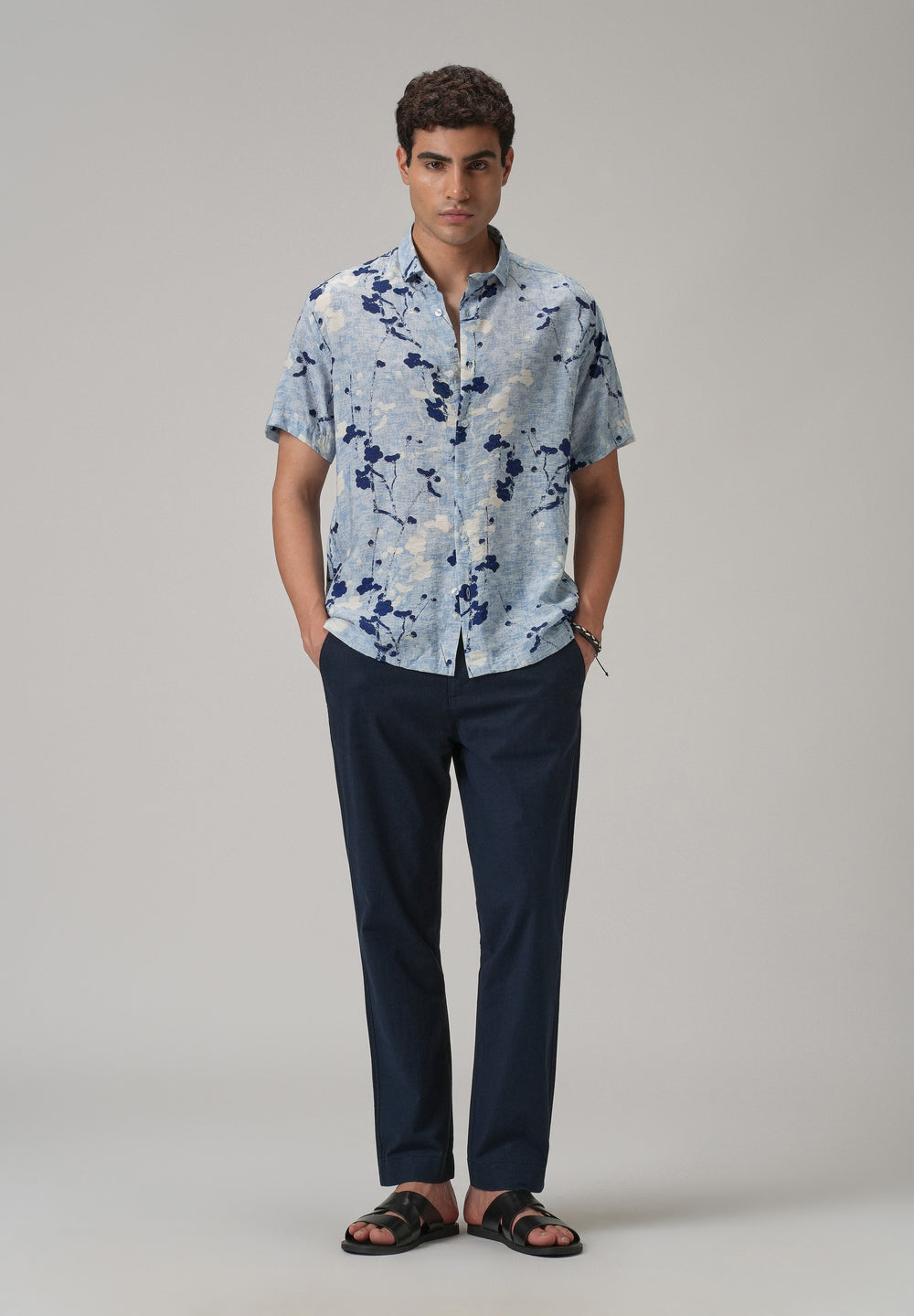 Blue Flora Printed Shirt