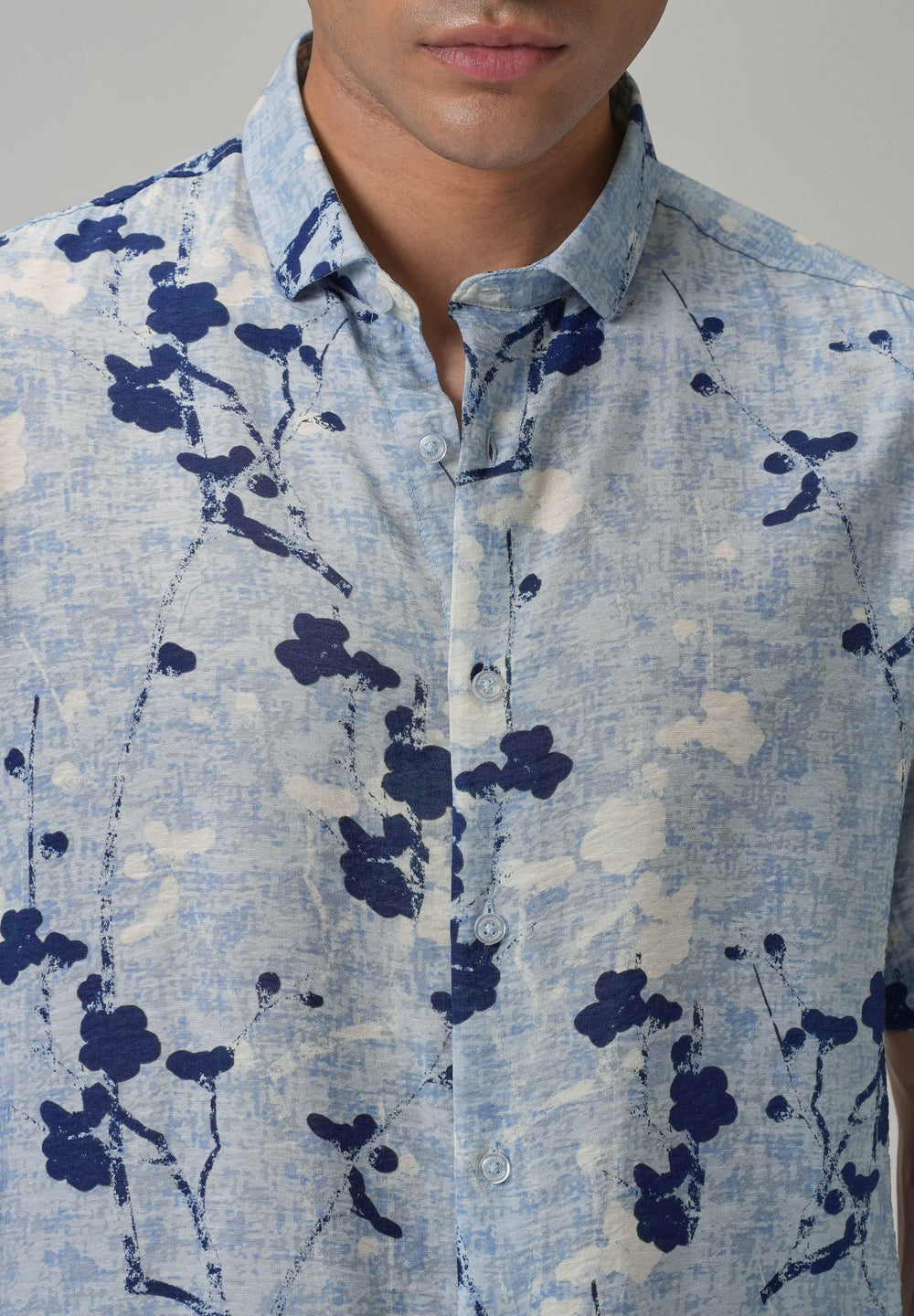 Blue Flora Printed Shirt
