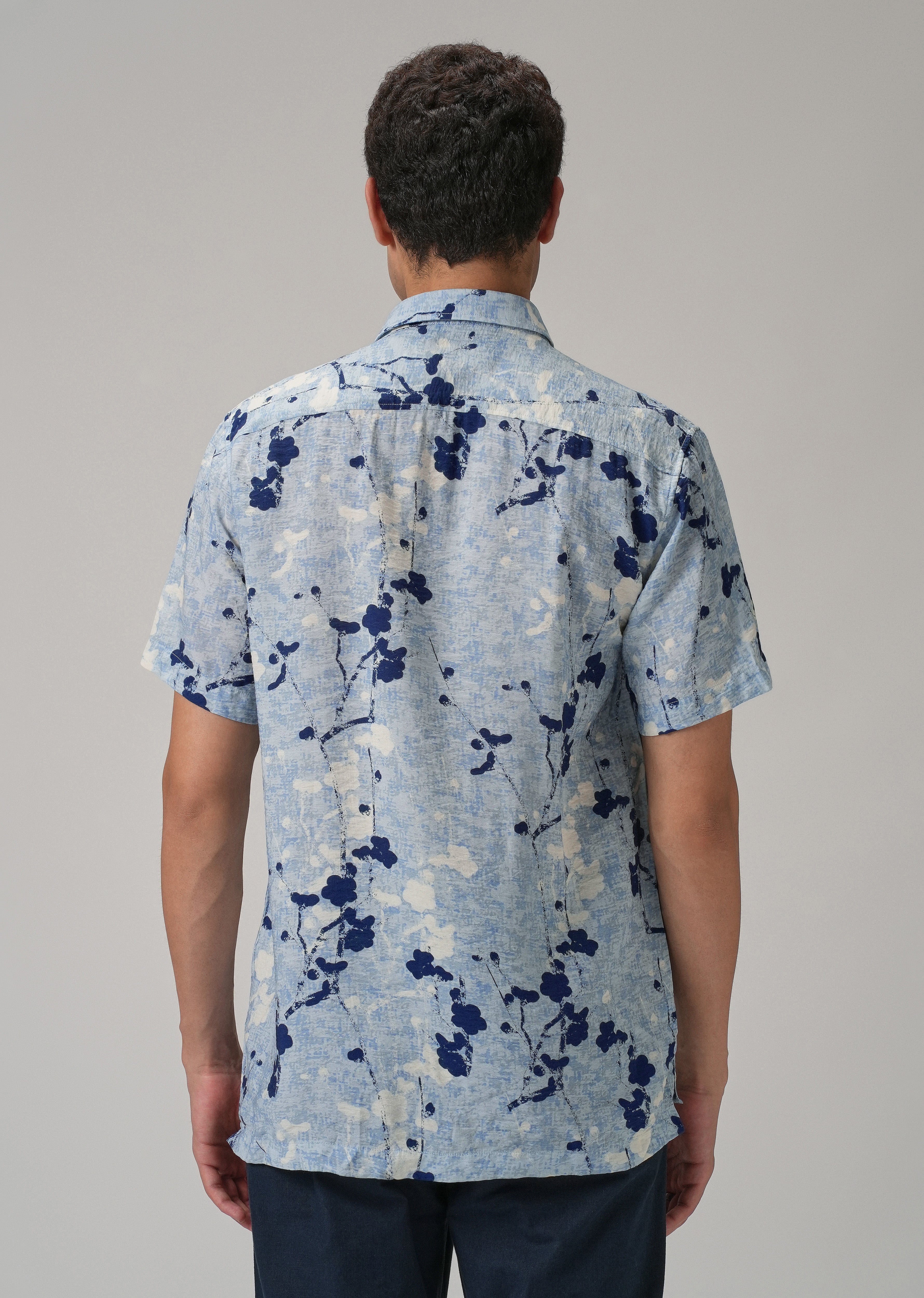 Blue Flora Printed Shirt