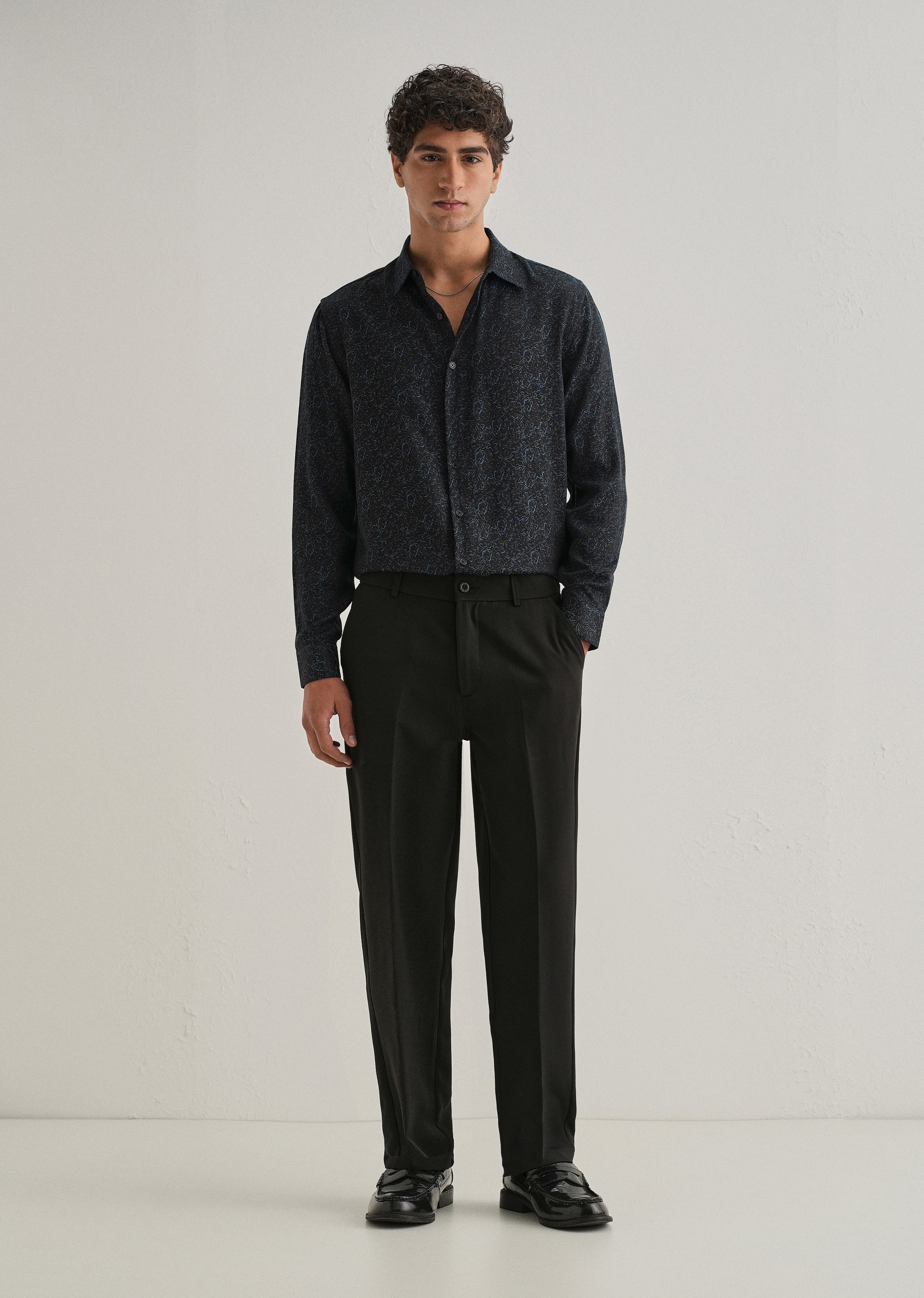 Blue Floral Jacquard Shirt