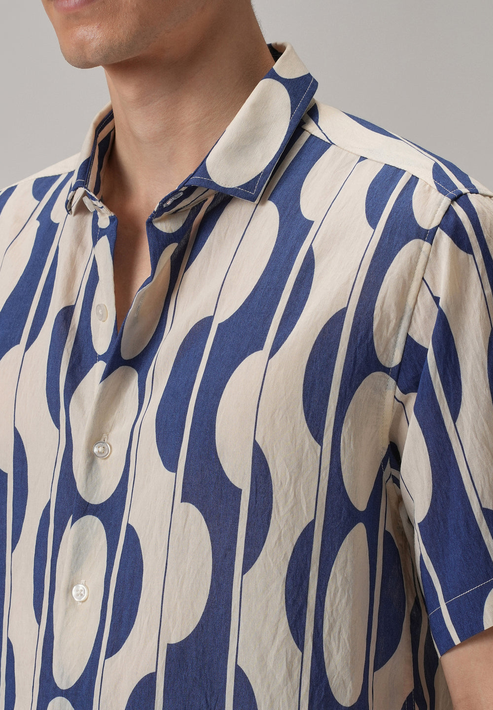 Blue Geometric Printed Shirt