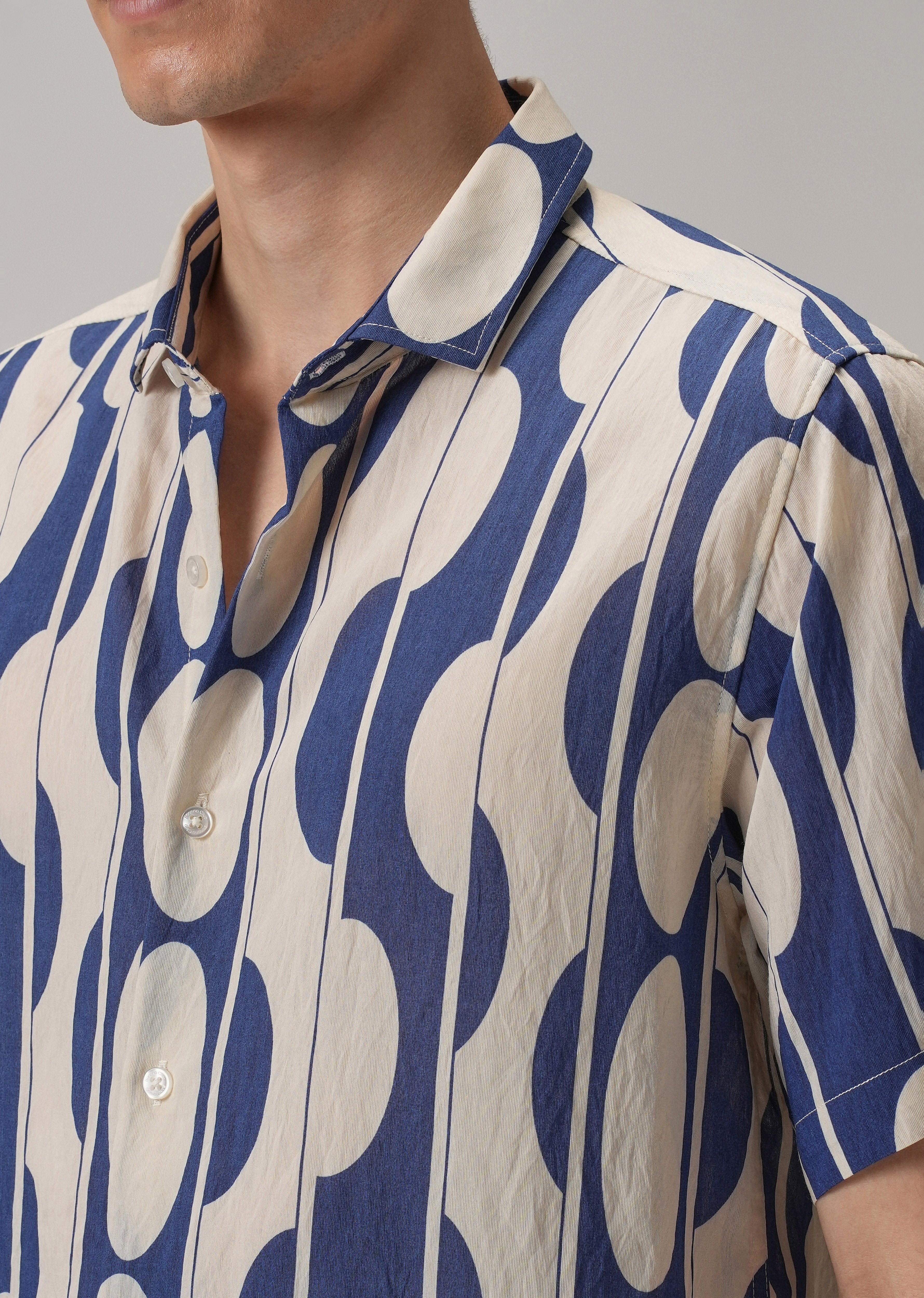 Blue Geometric Printed Shirt