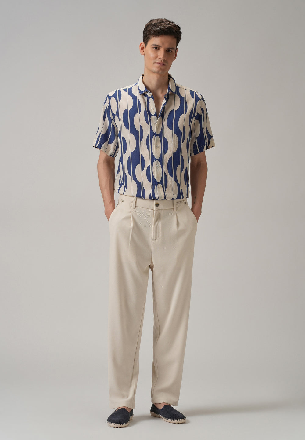 Blue Geometric Printed Shirt