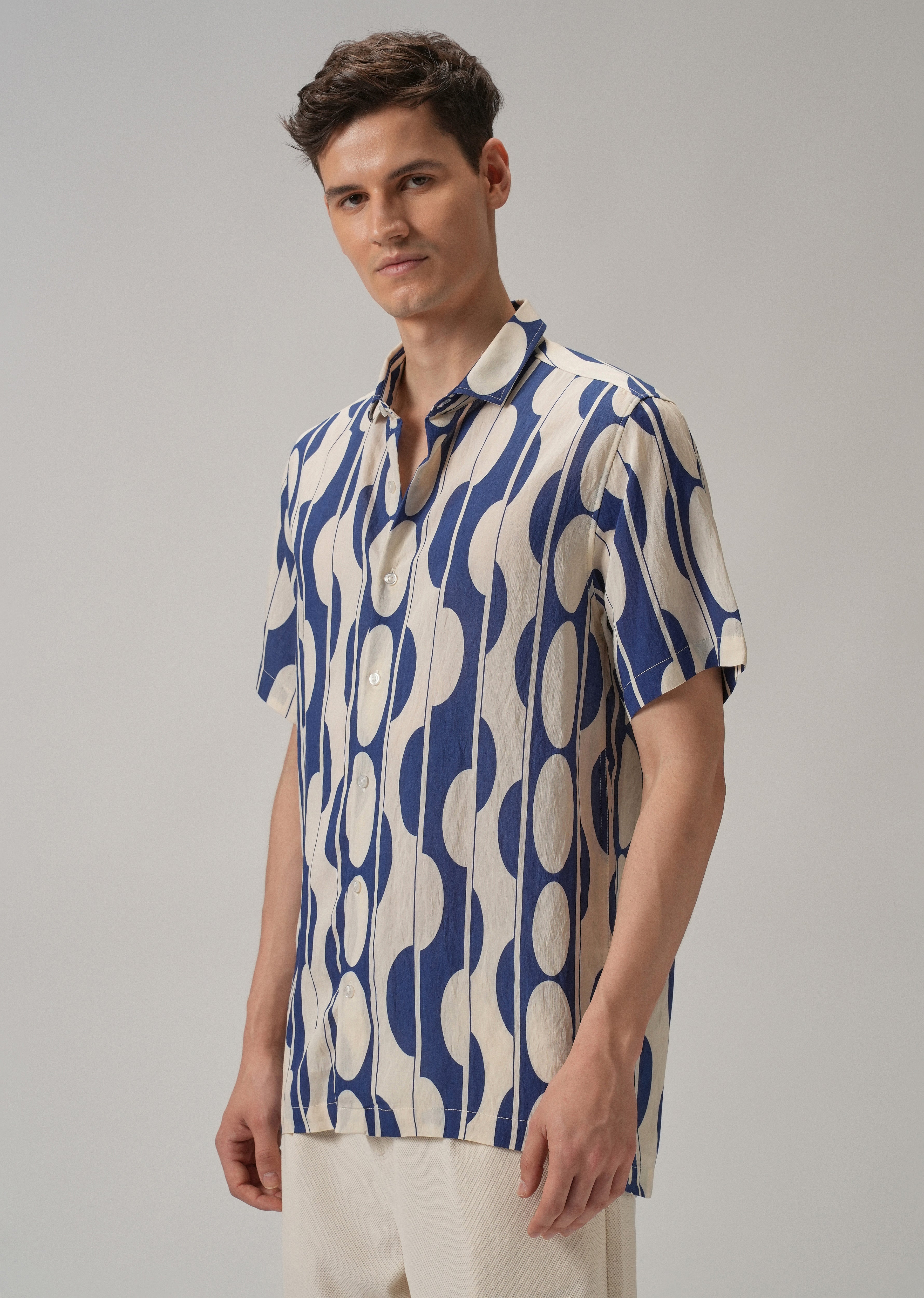 Blue Geometric Printed Shirt