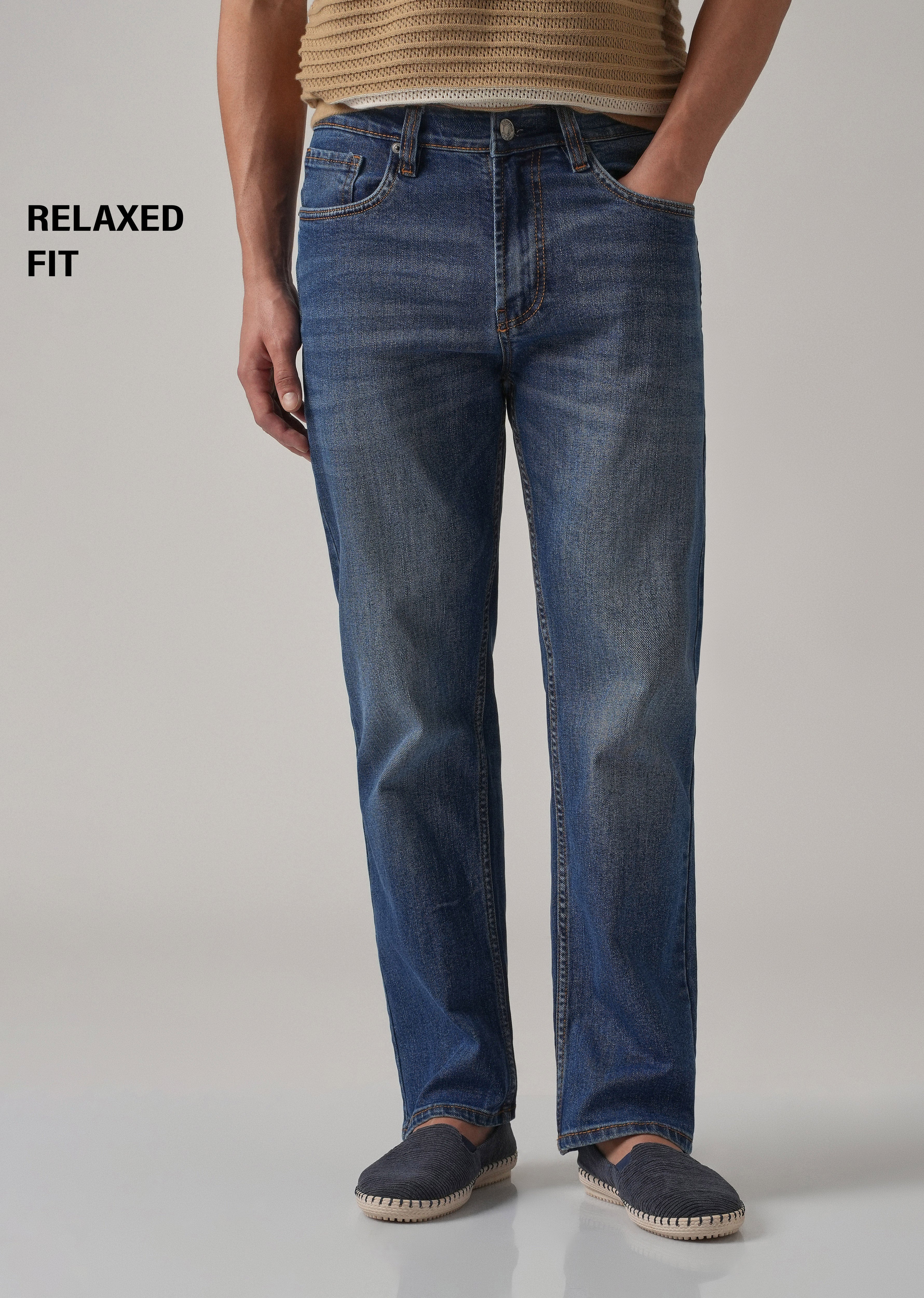 Blue Wash Relaxed Fit Jeans