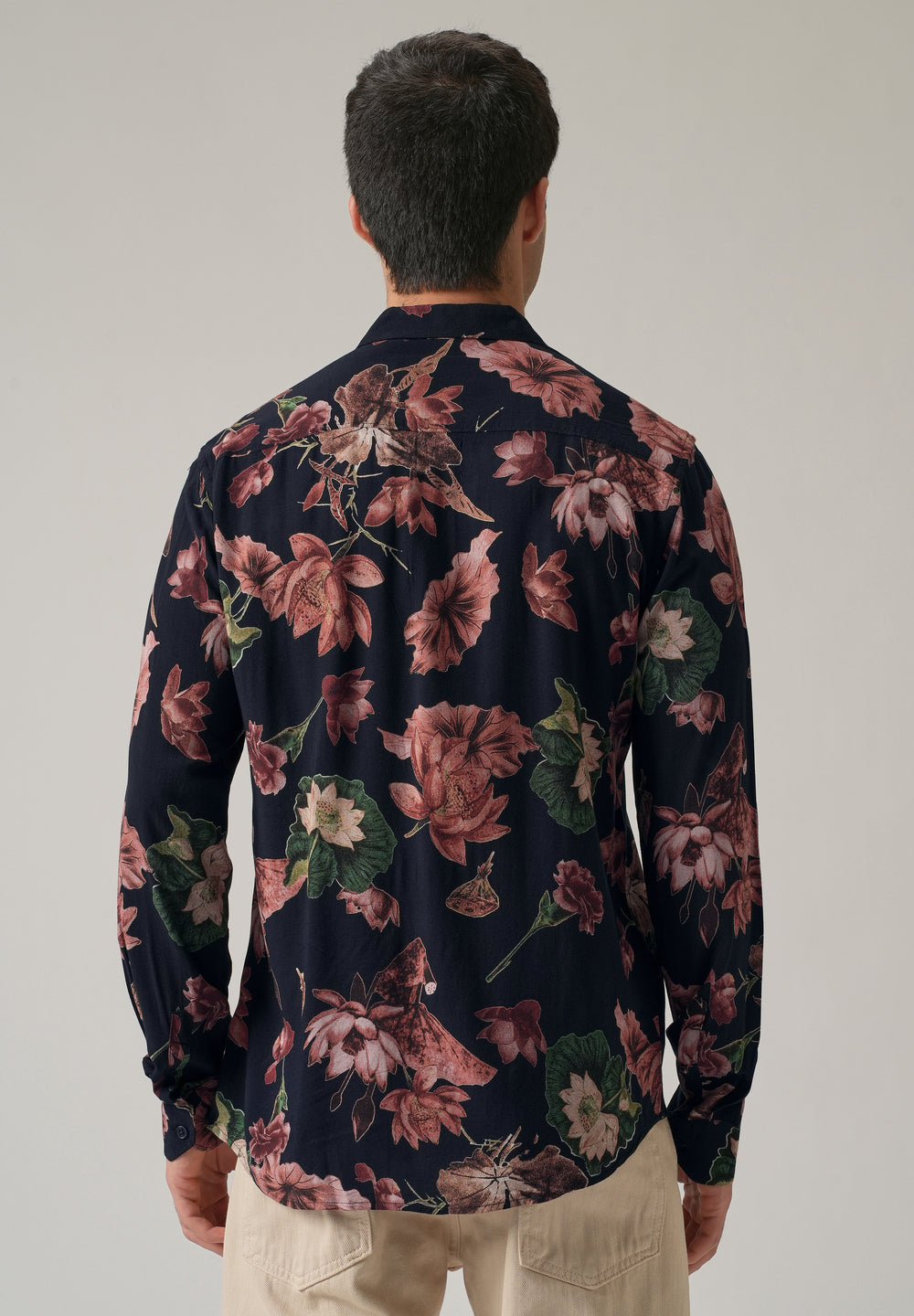 Bold Red Floral Print Feather Shirt