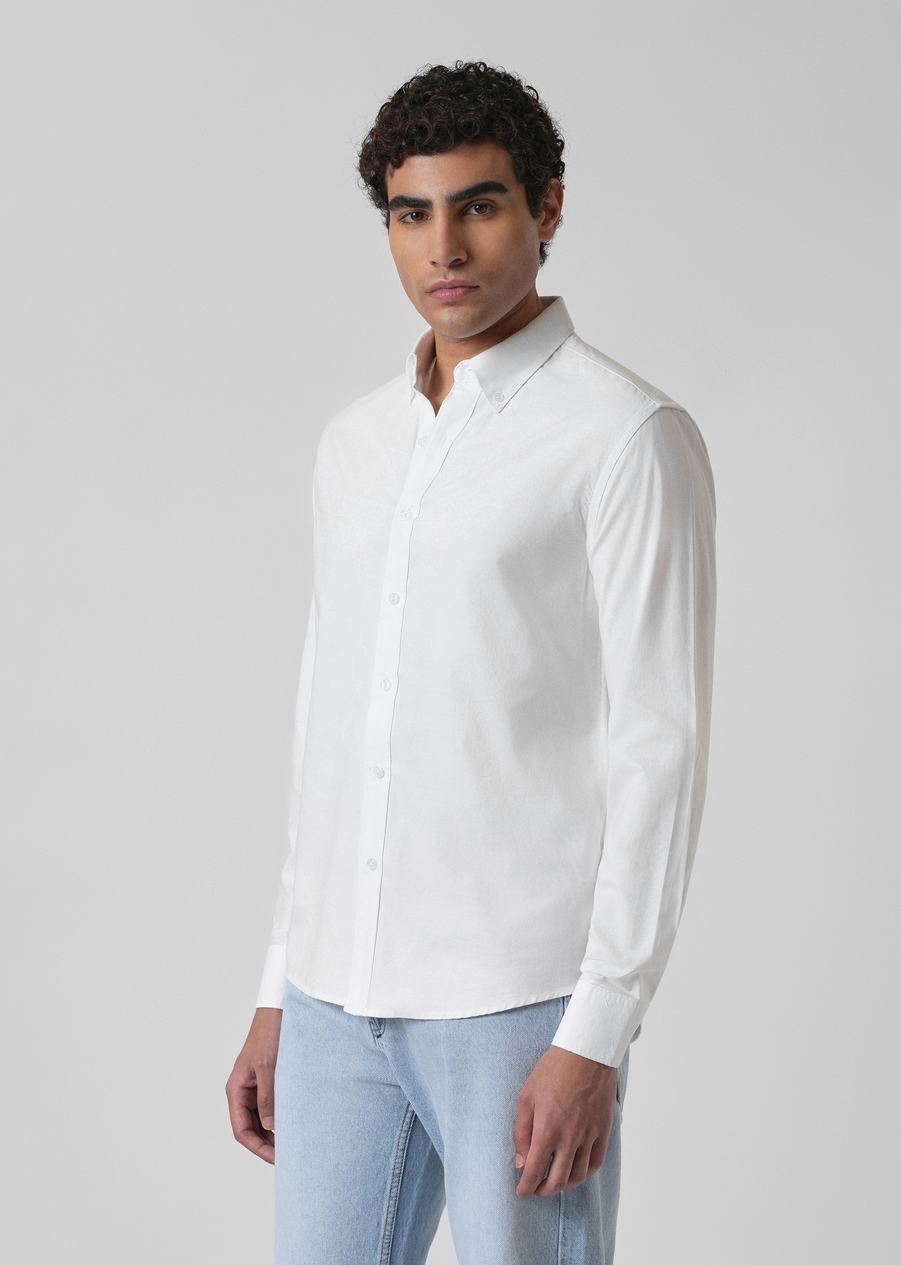 Breeze White Plain Oxford Shirt