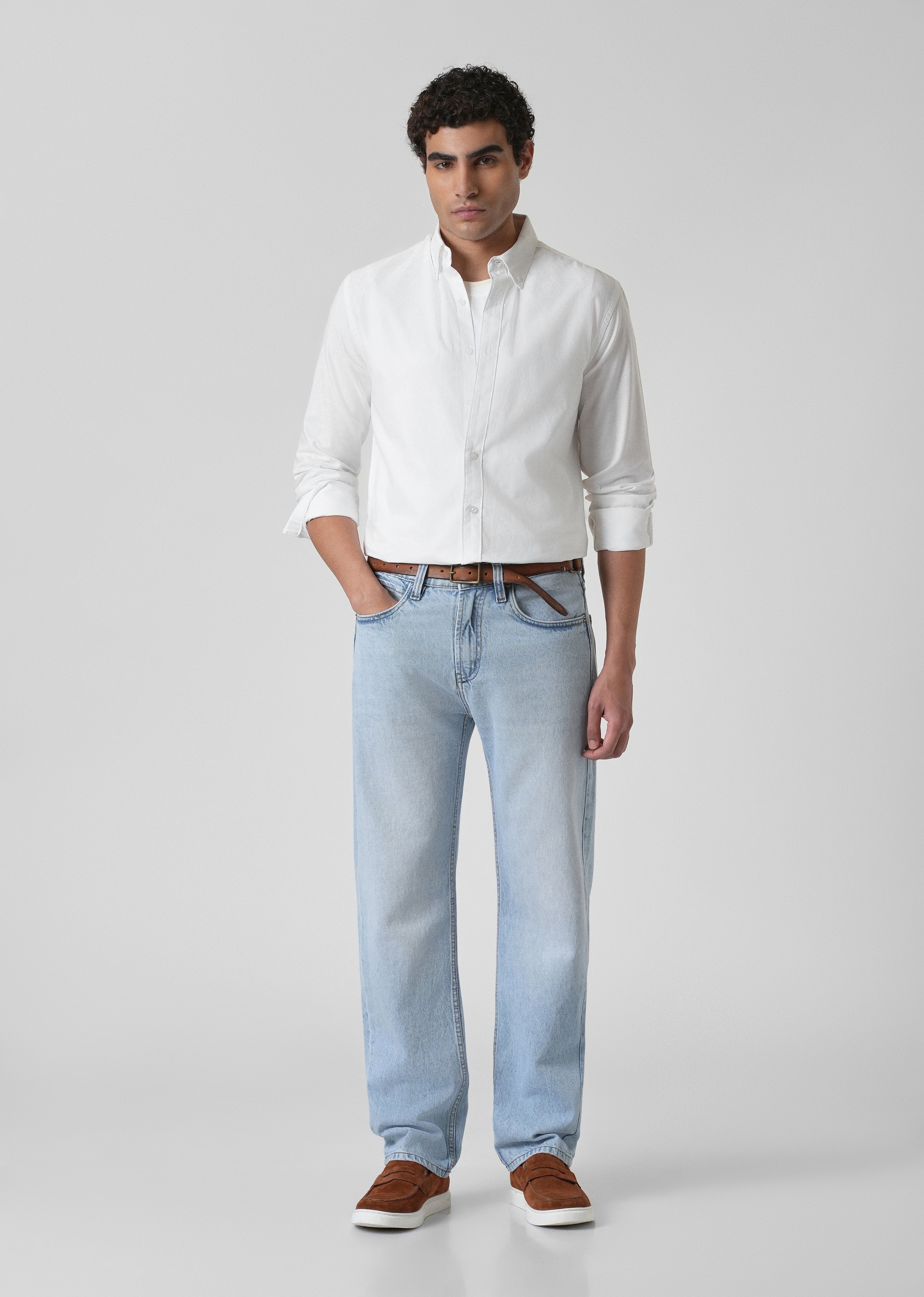 Breeze White Plain Oxford Shirt