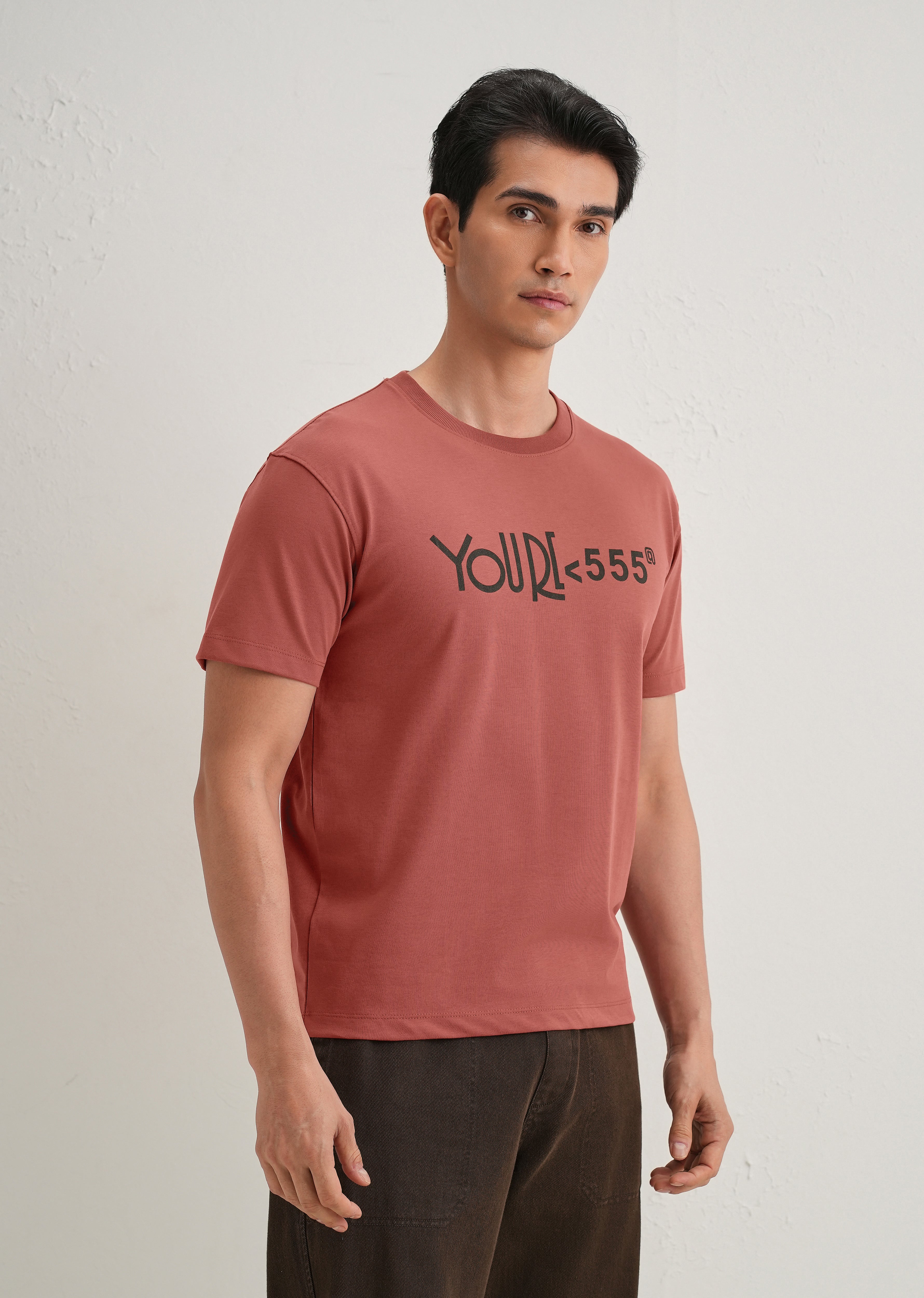 Brick Red Artistic Silhouette Back Print T- Shirt