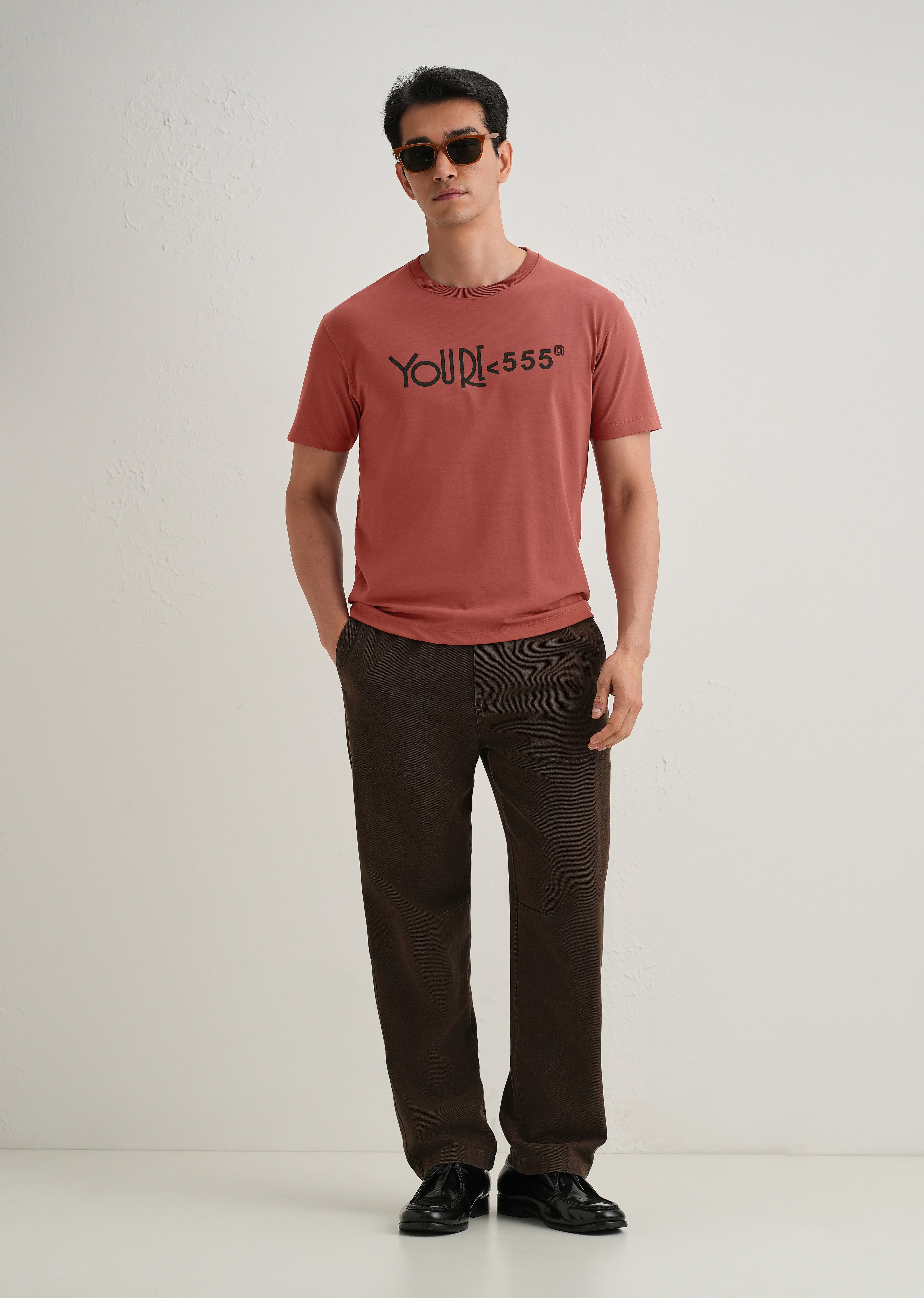 Brick Red Artistic Silhouette Back Print T- Shirt