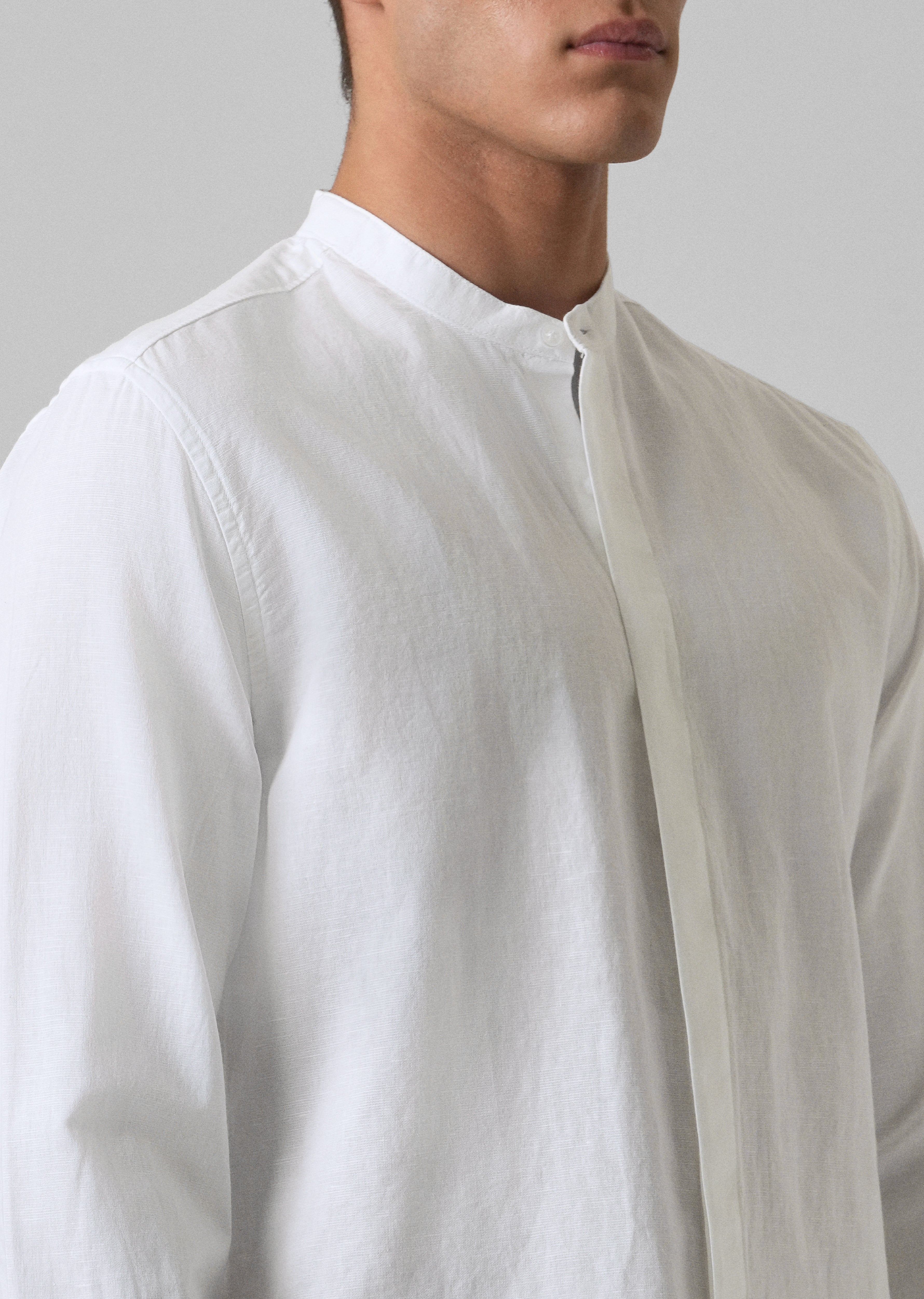 Bright White Cotton Linen Shirt