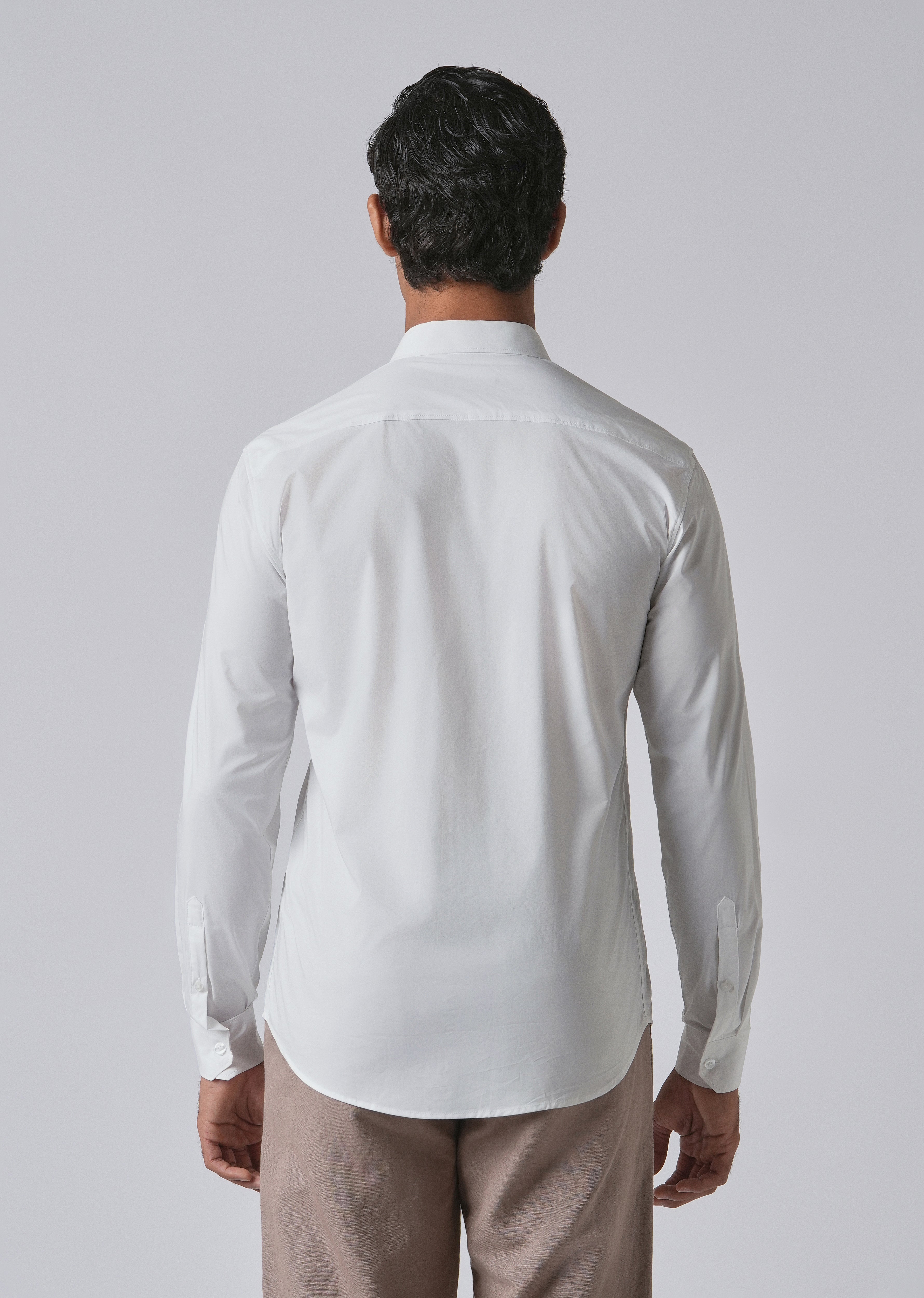 Bright White Plain Cotton Shirt