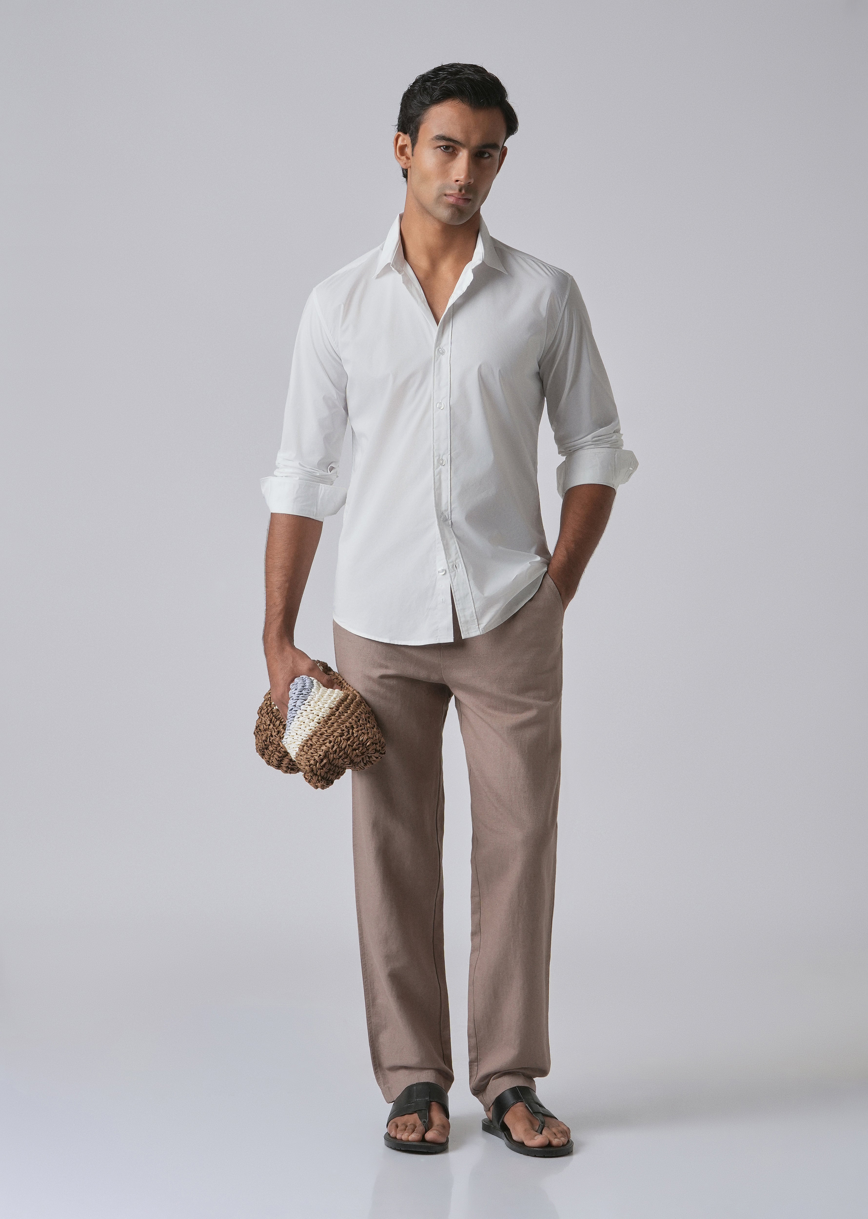 Bright White Plain Cotton Shirt