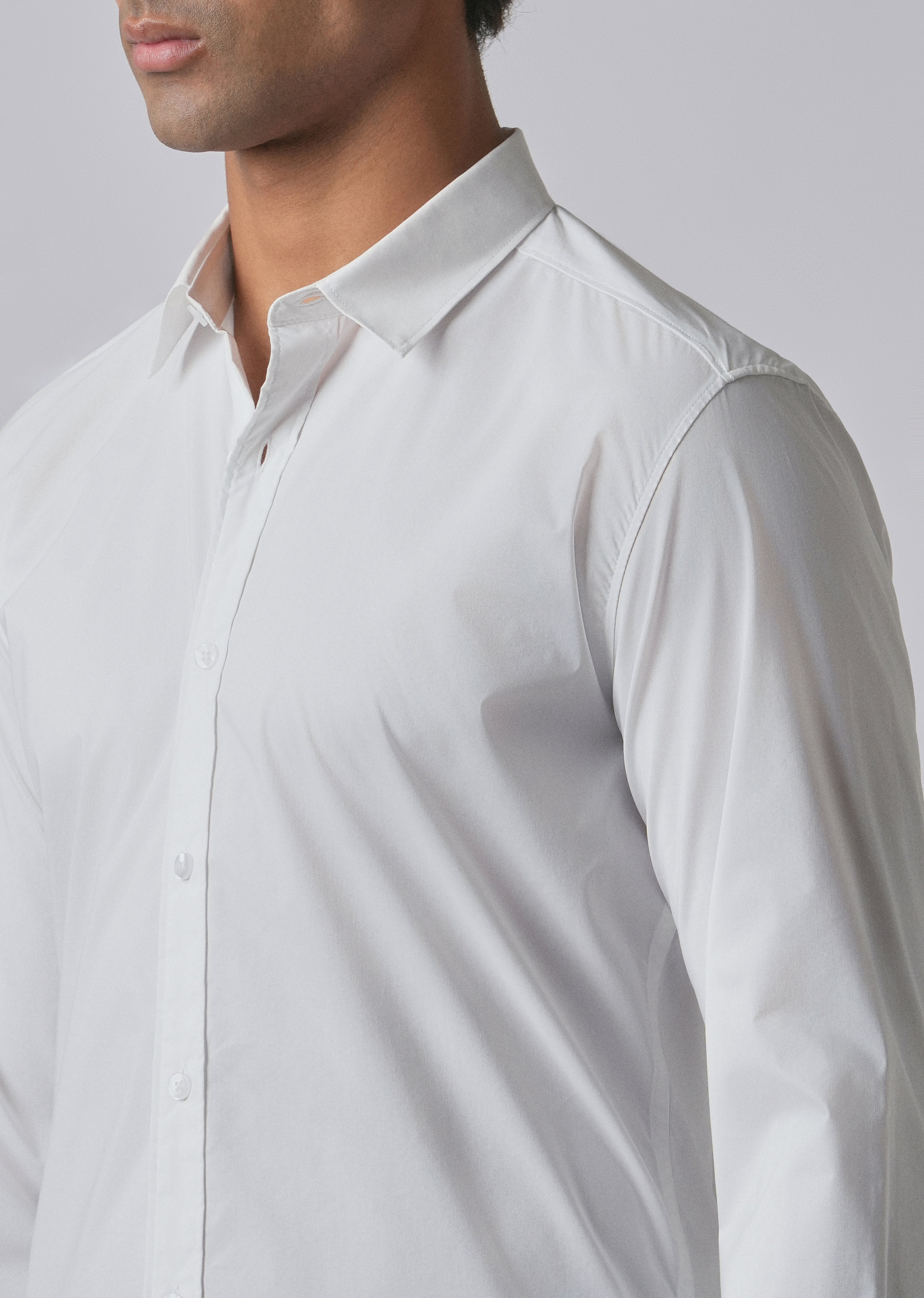 Bright White Plain Cotton Shirt