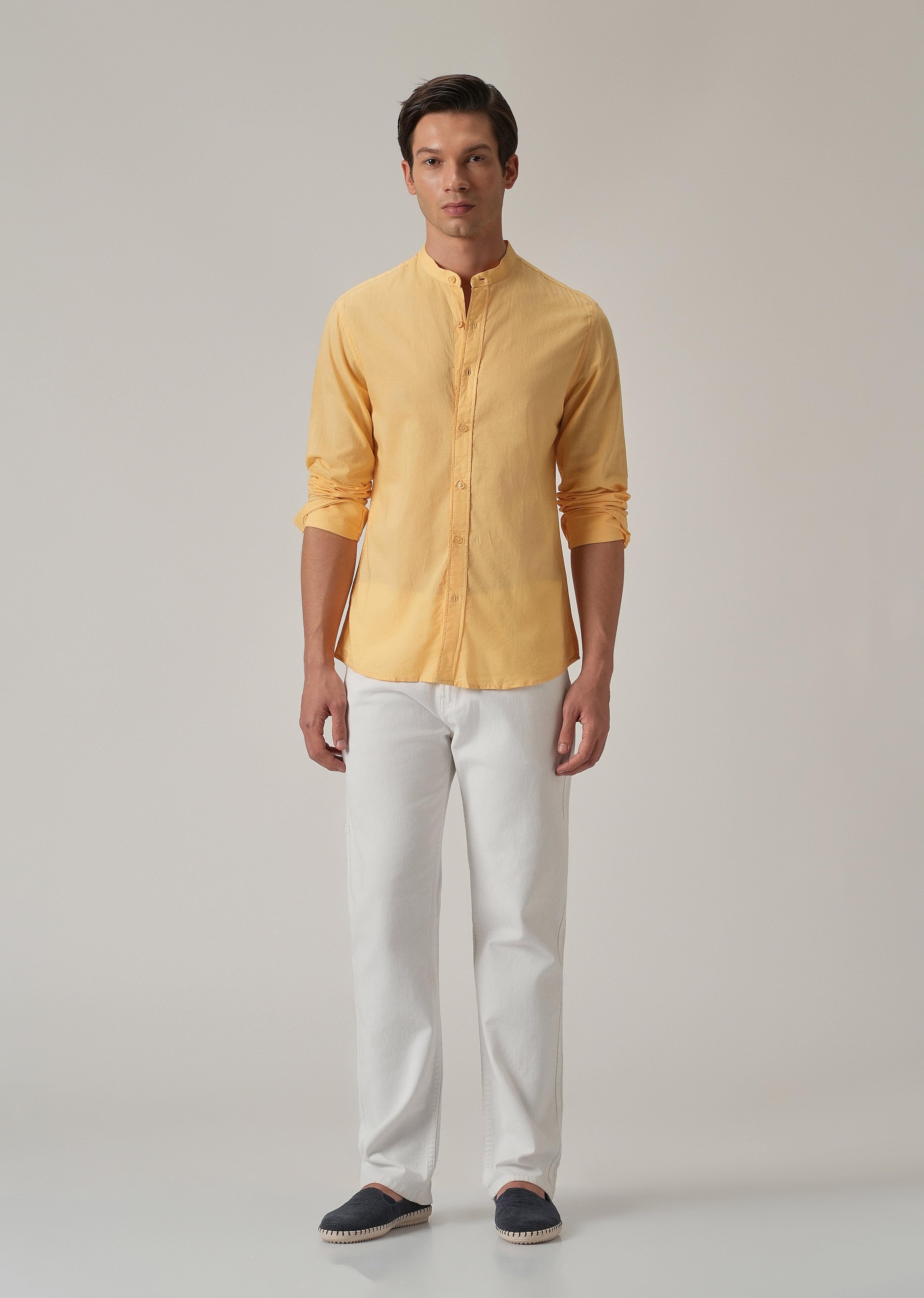 Bright Yellow Plain Cotton Shirt