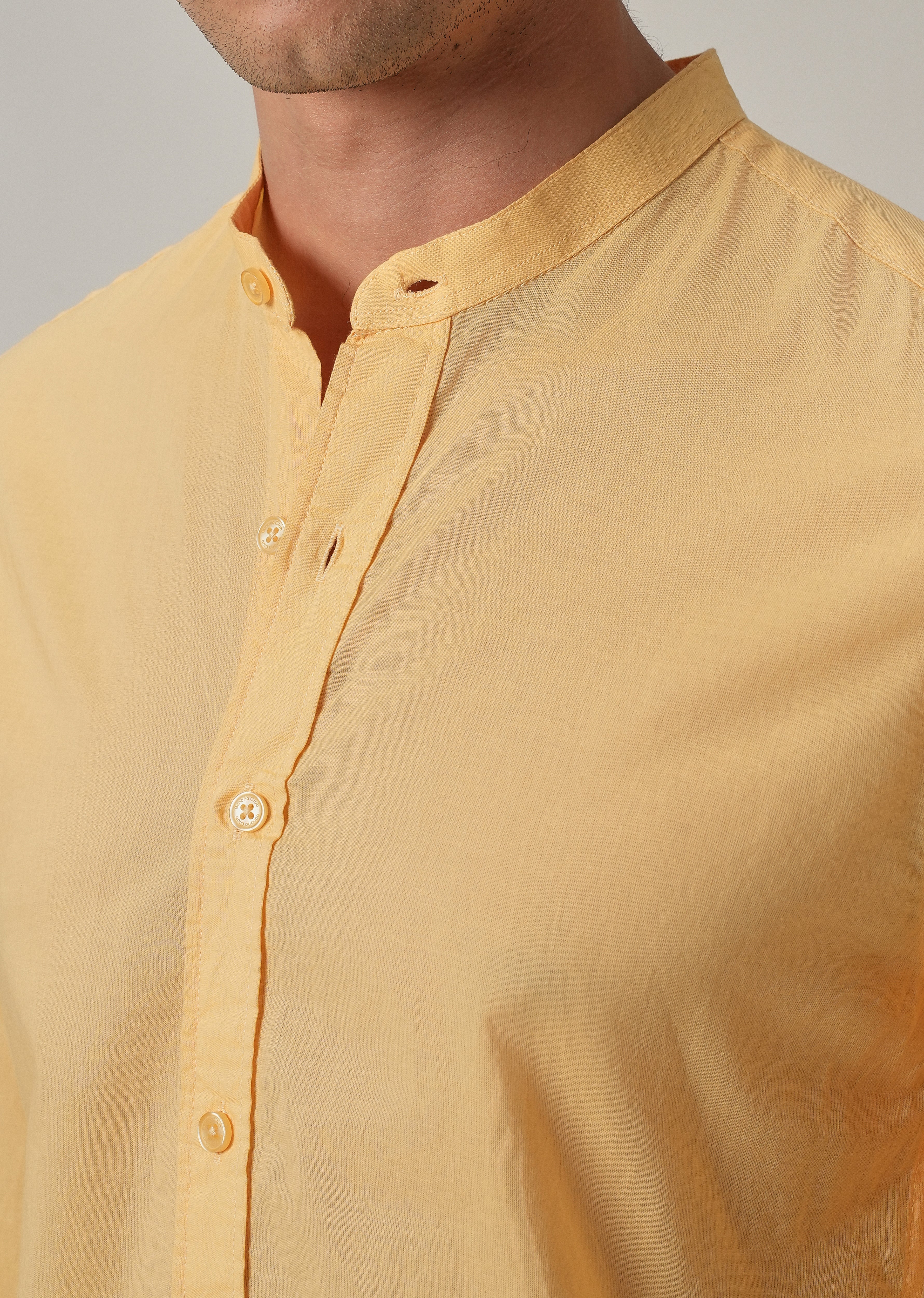Bright Yellow Plain Cotton Shirt