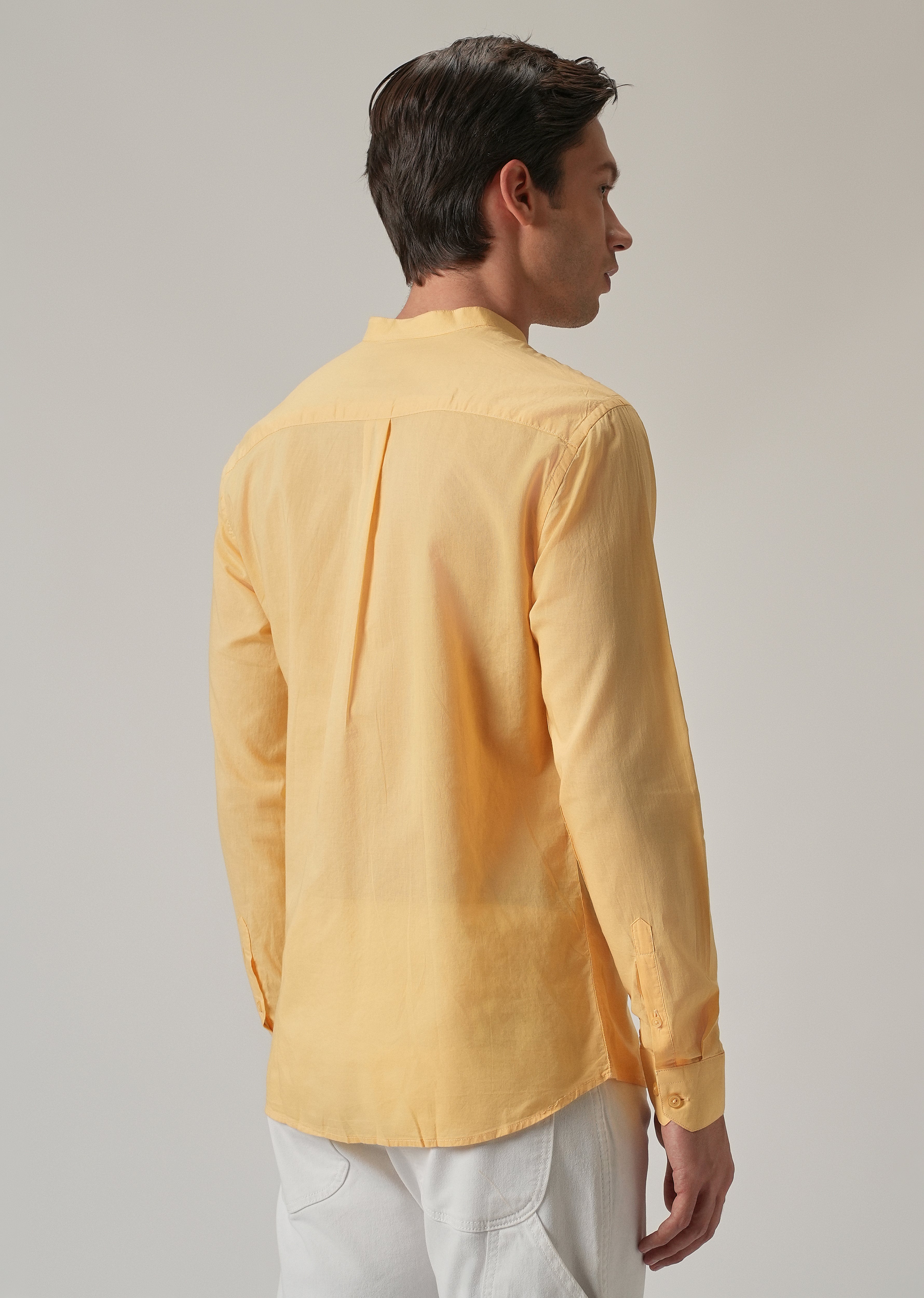 Bright Yellow Plain Cotton Shirt