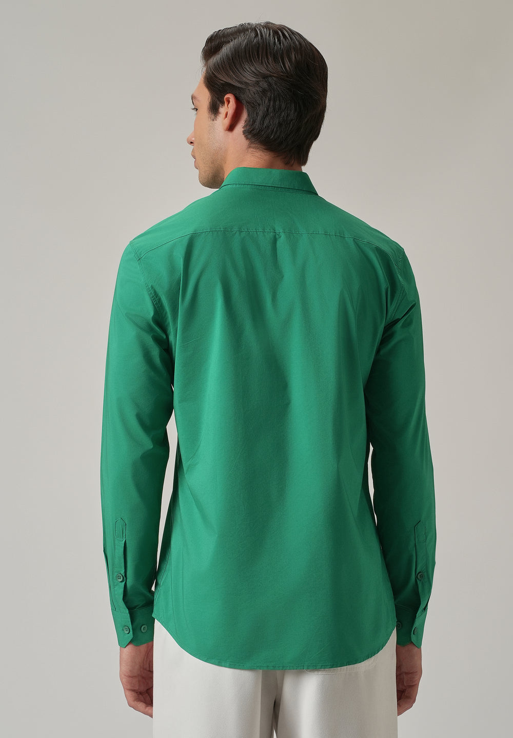 Bright Green Plain Blended Cotton Shirt