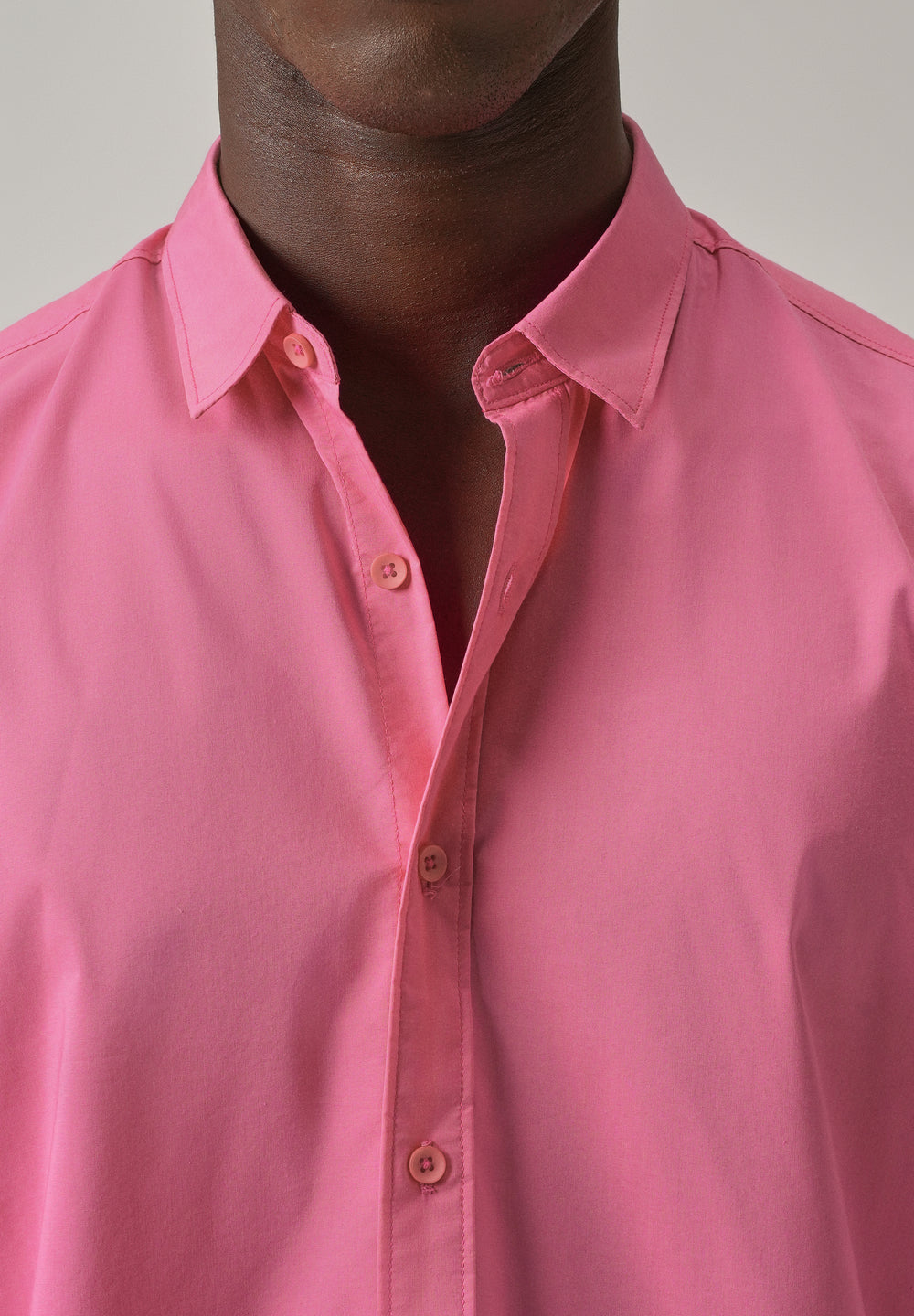 Bright Pink Plain Blended Cotton Shirt