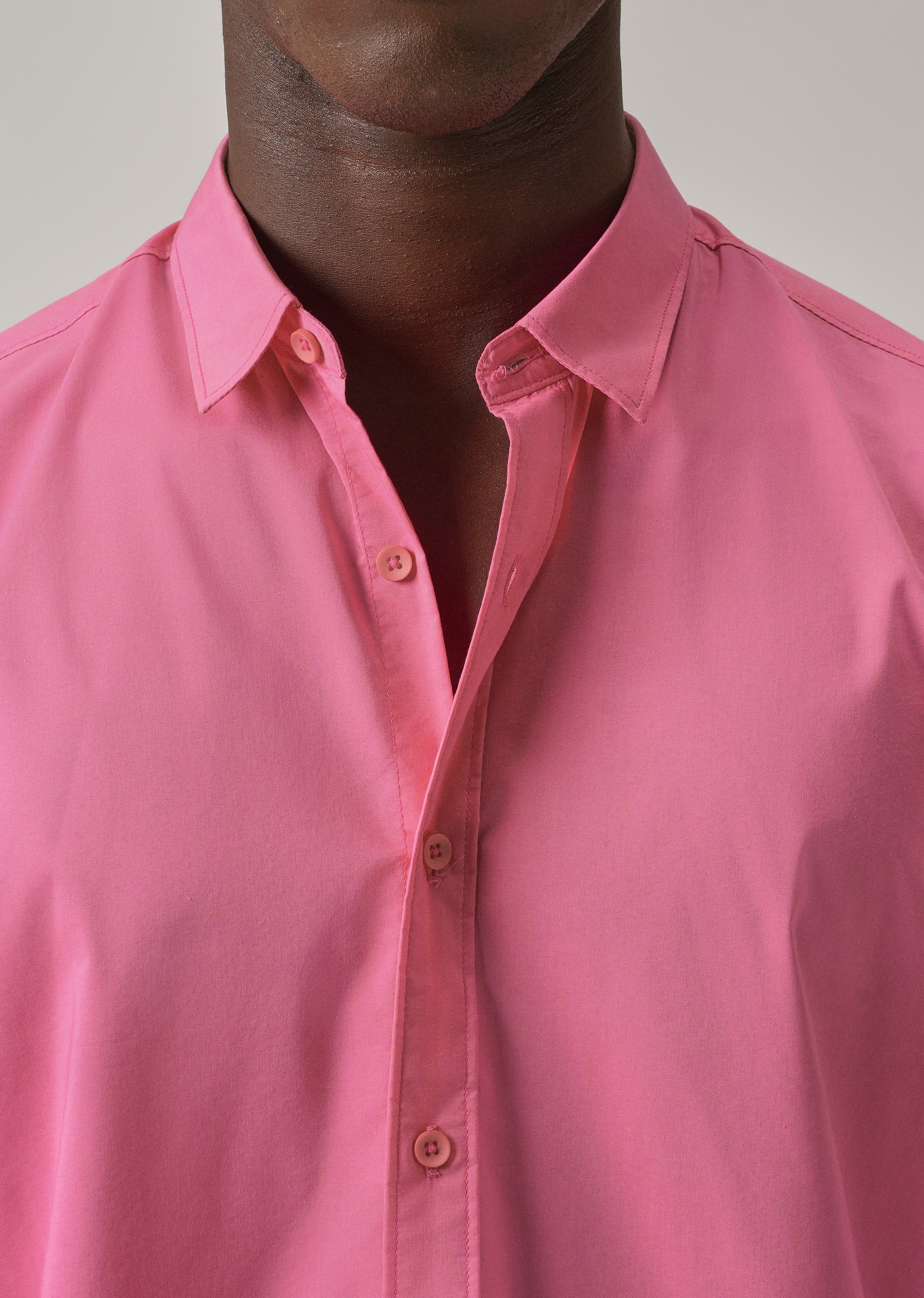 Bright Pink Plain Blended Cotton Shirt