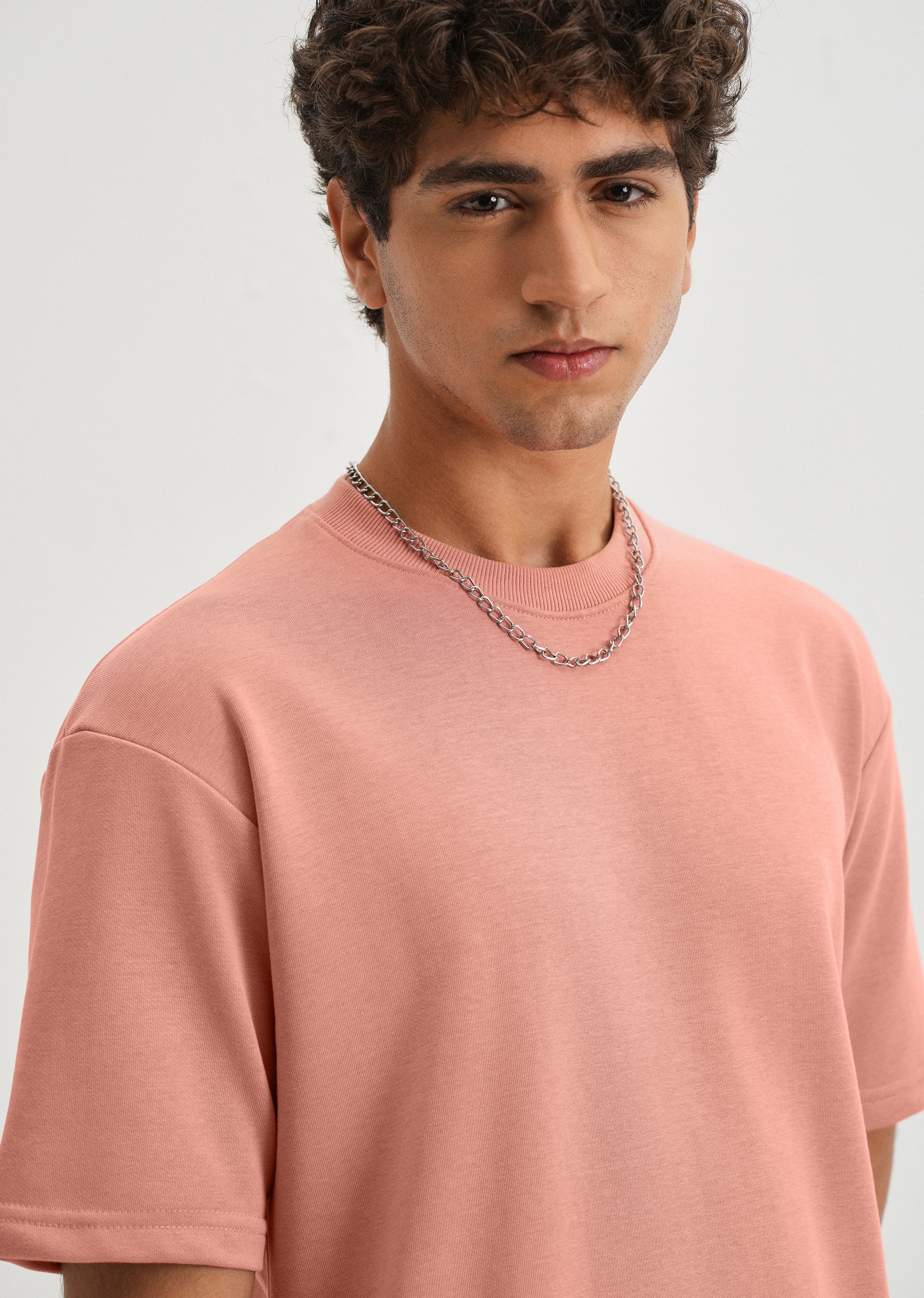 Brio Pink Plain Oversized Basic T-shirt