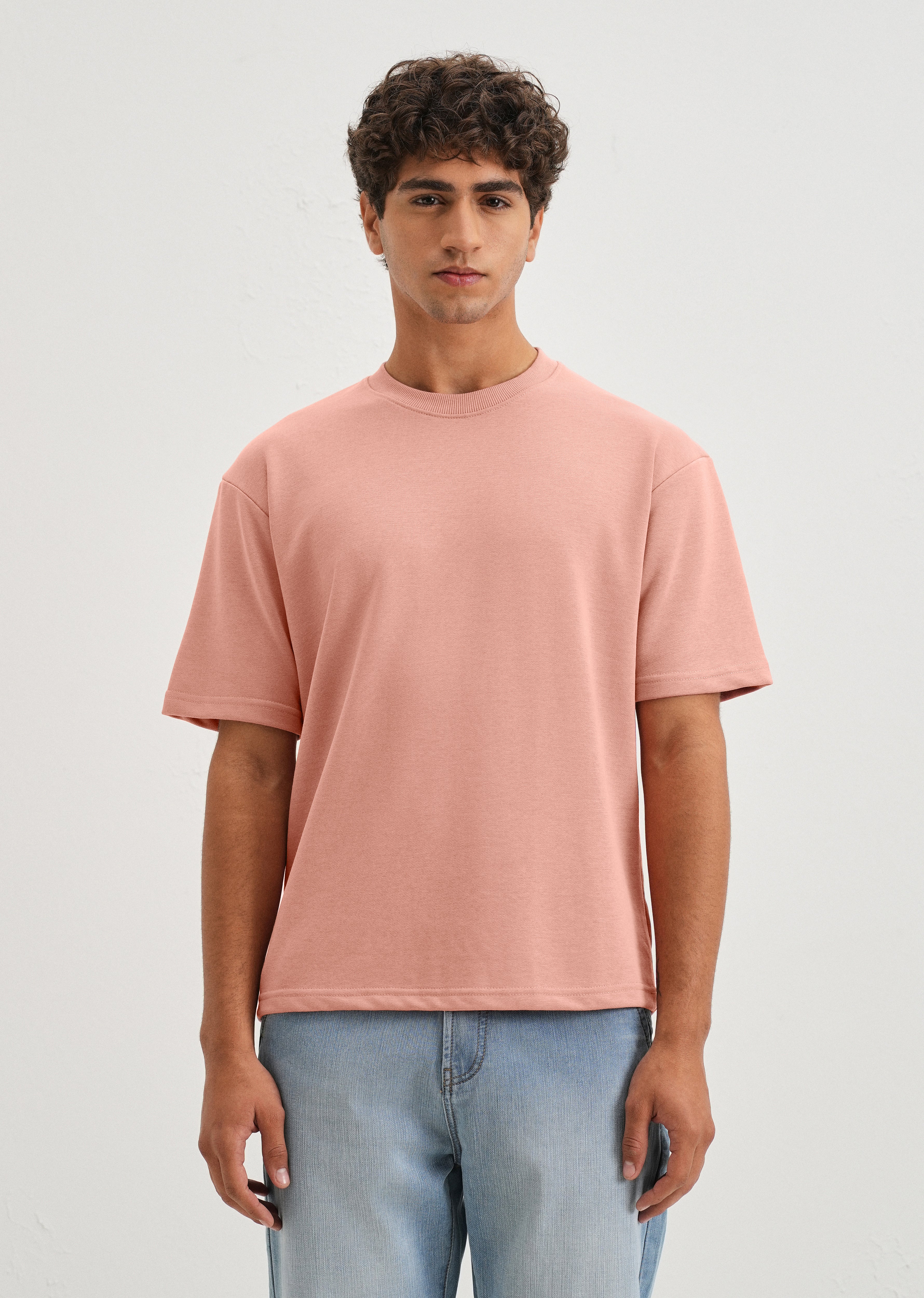Brio Pink Plain Oversized Basic T-shirt