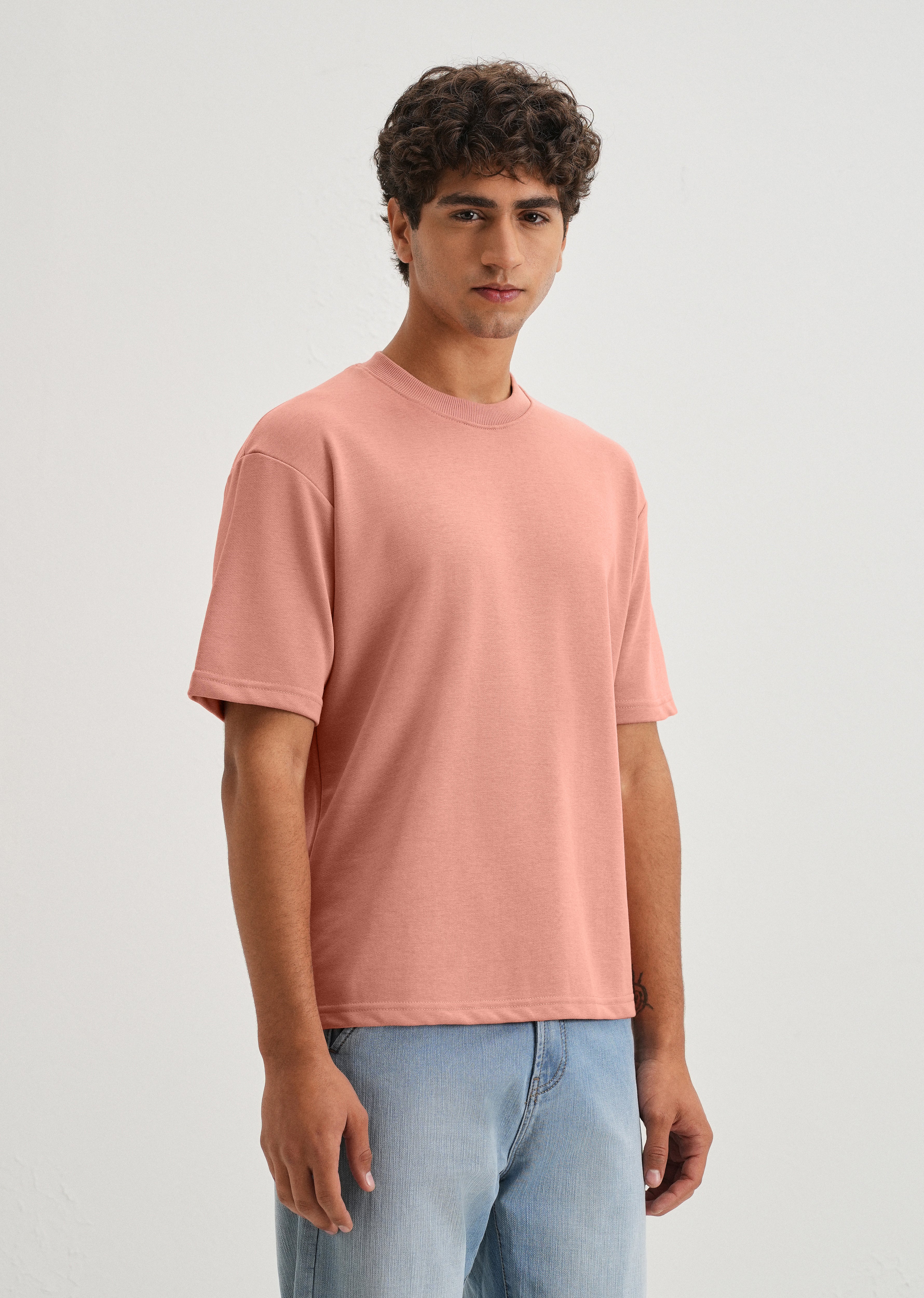 Brio Pink Plain Oversized Basic T-shirt