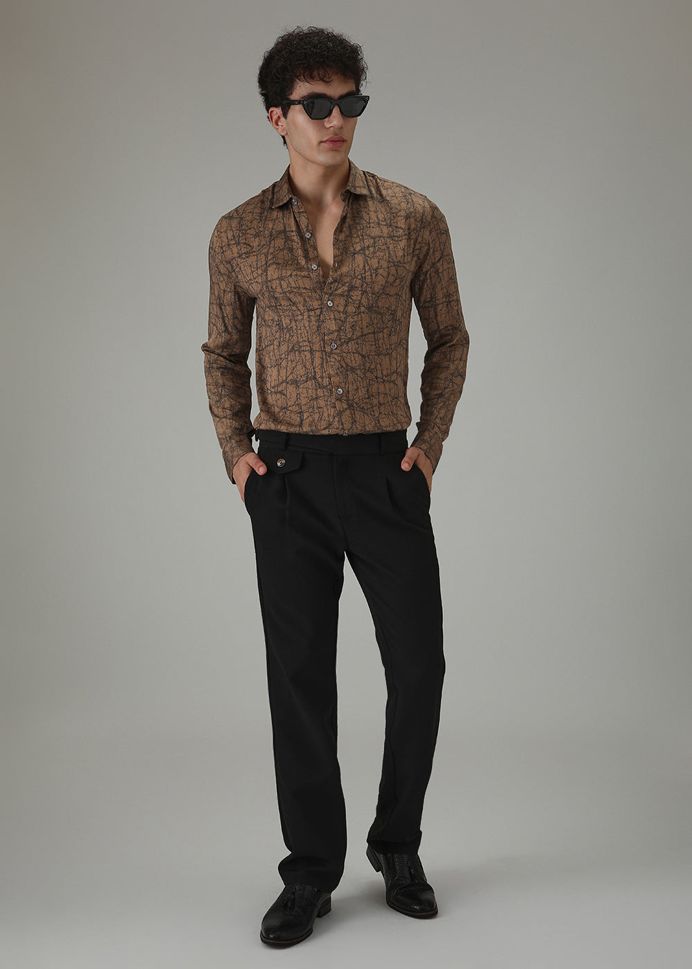 Brown Abstract Printed Shirt