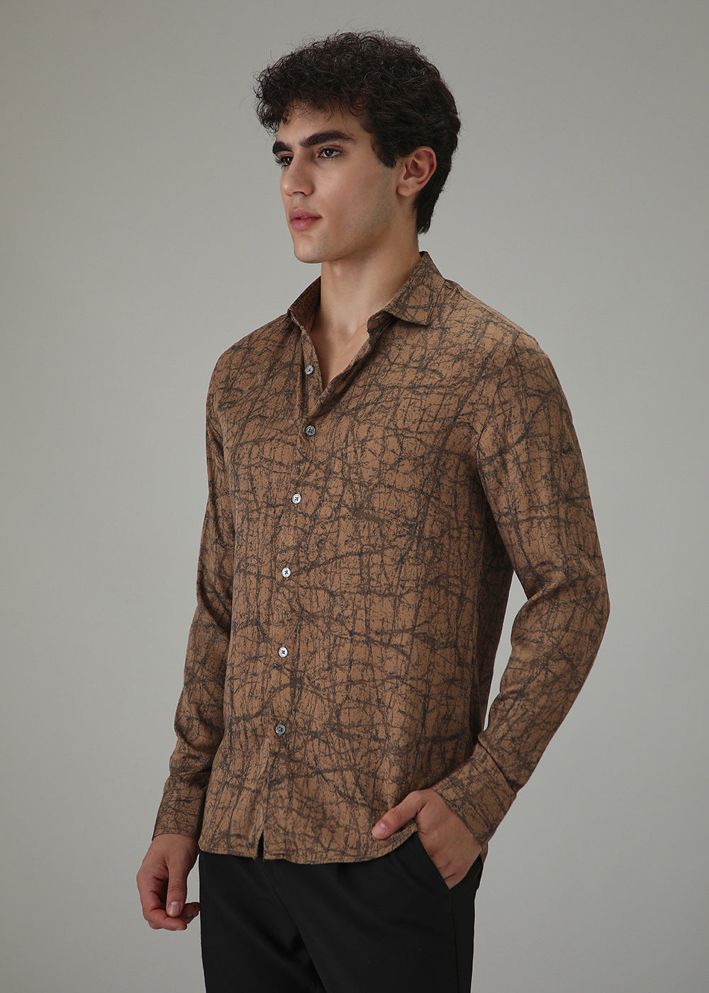 Brown Abstract Printed Shirt