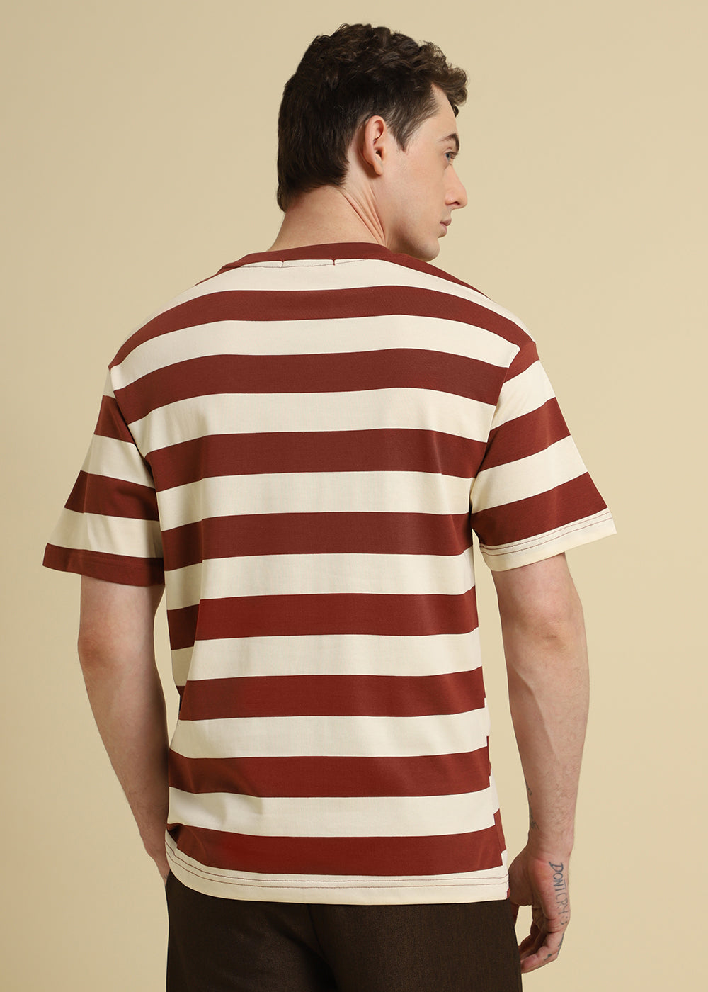Brown And Cream Stripe T-Shirt