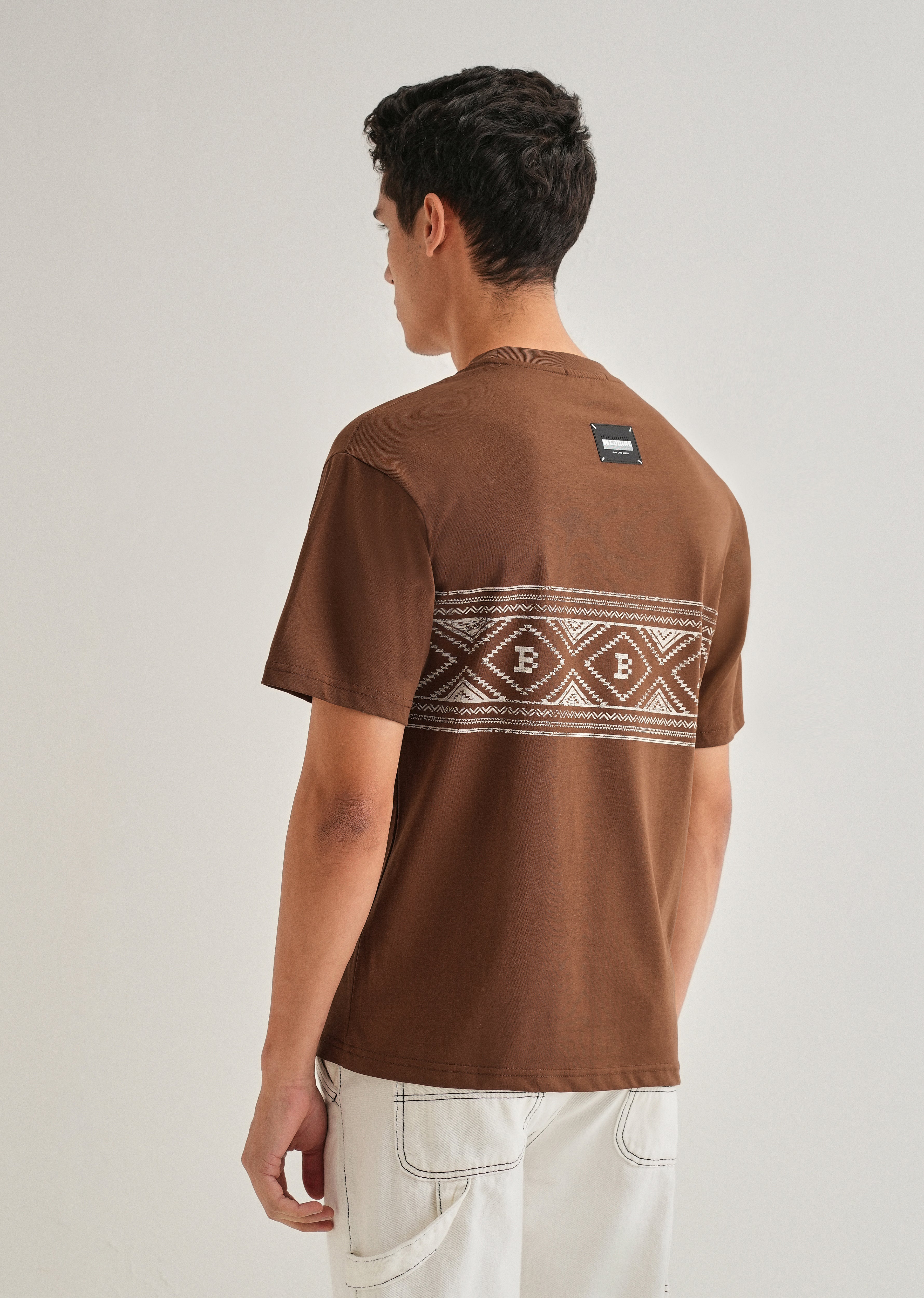 Brown Aztec Printed Oversized T-shirt