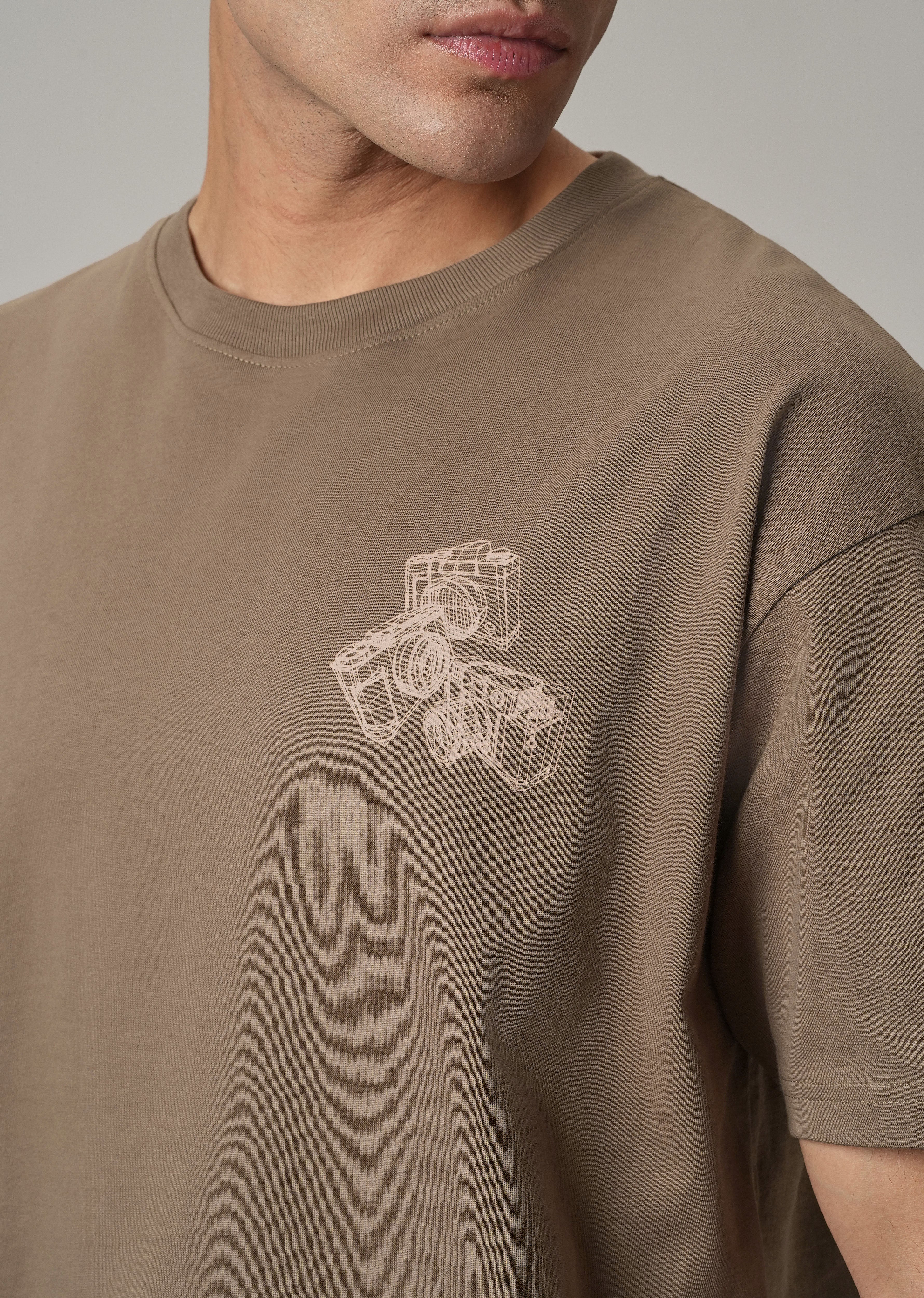 Brown Back Printed Oversized T-Shirt