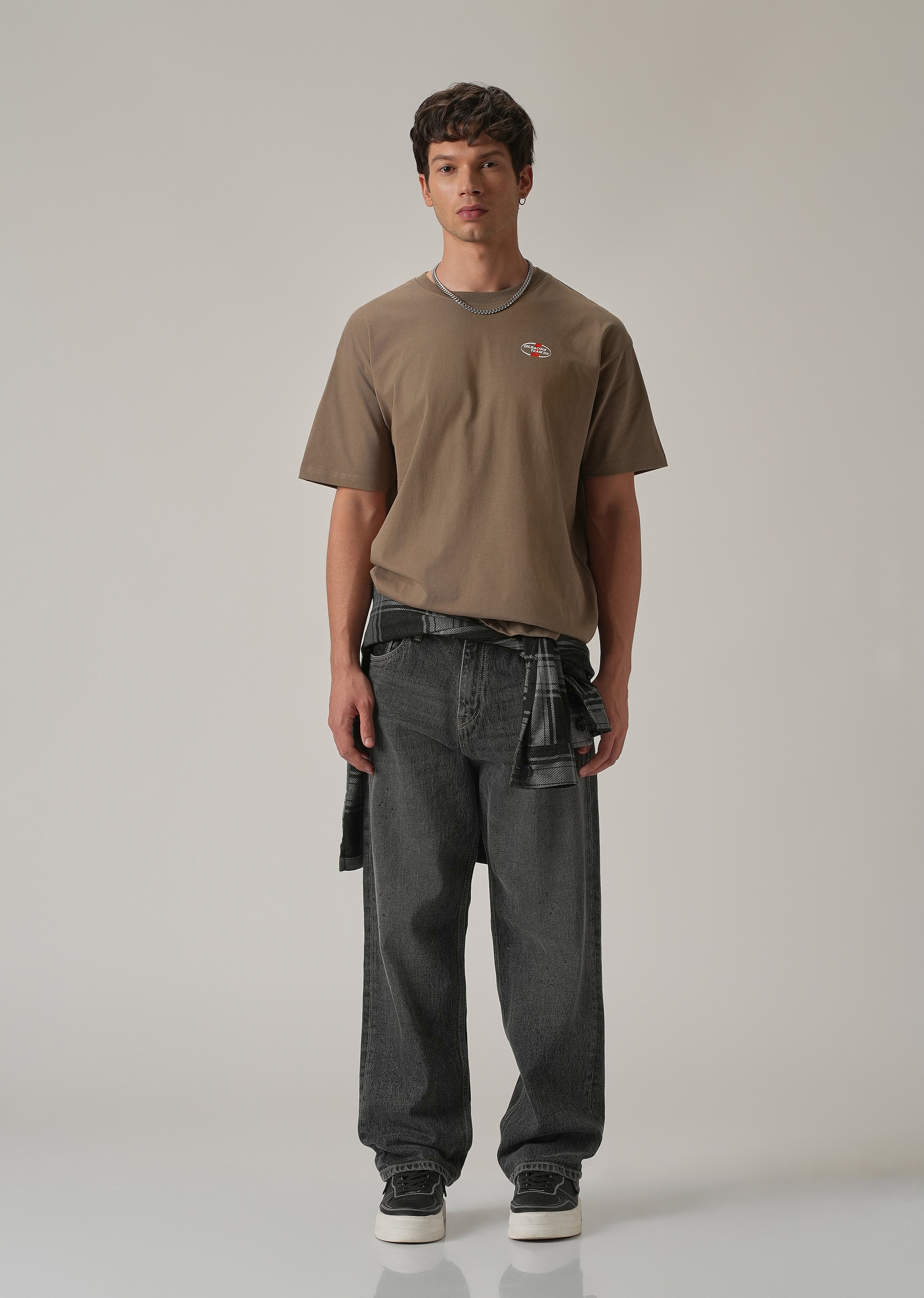 Brown Back Print Oversized T-shirt