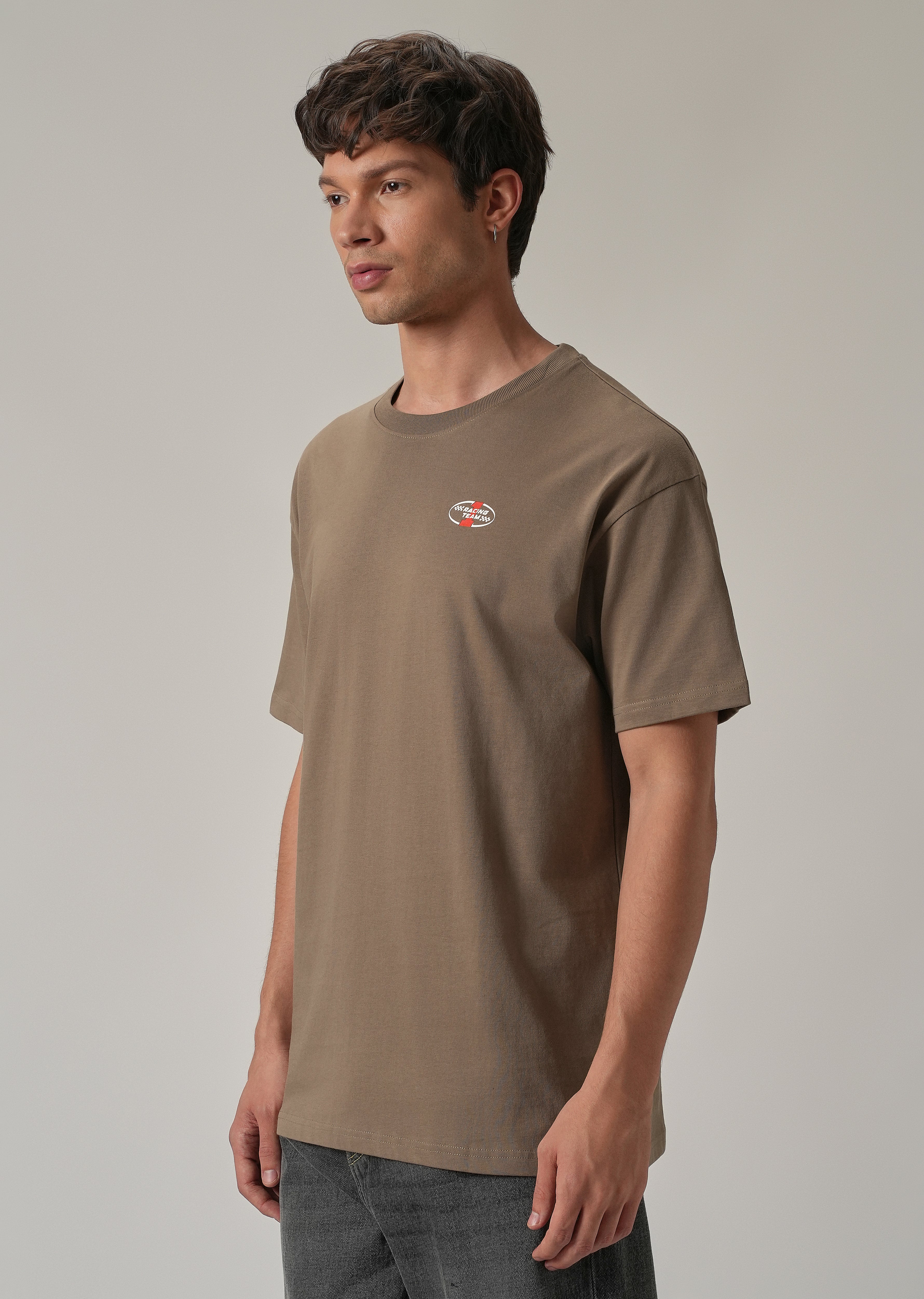 Brown Back Print Oversized T-shirt