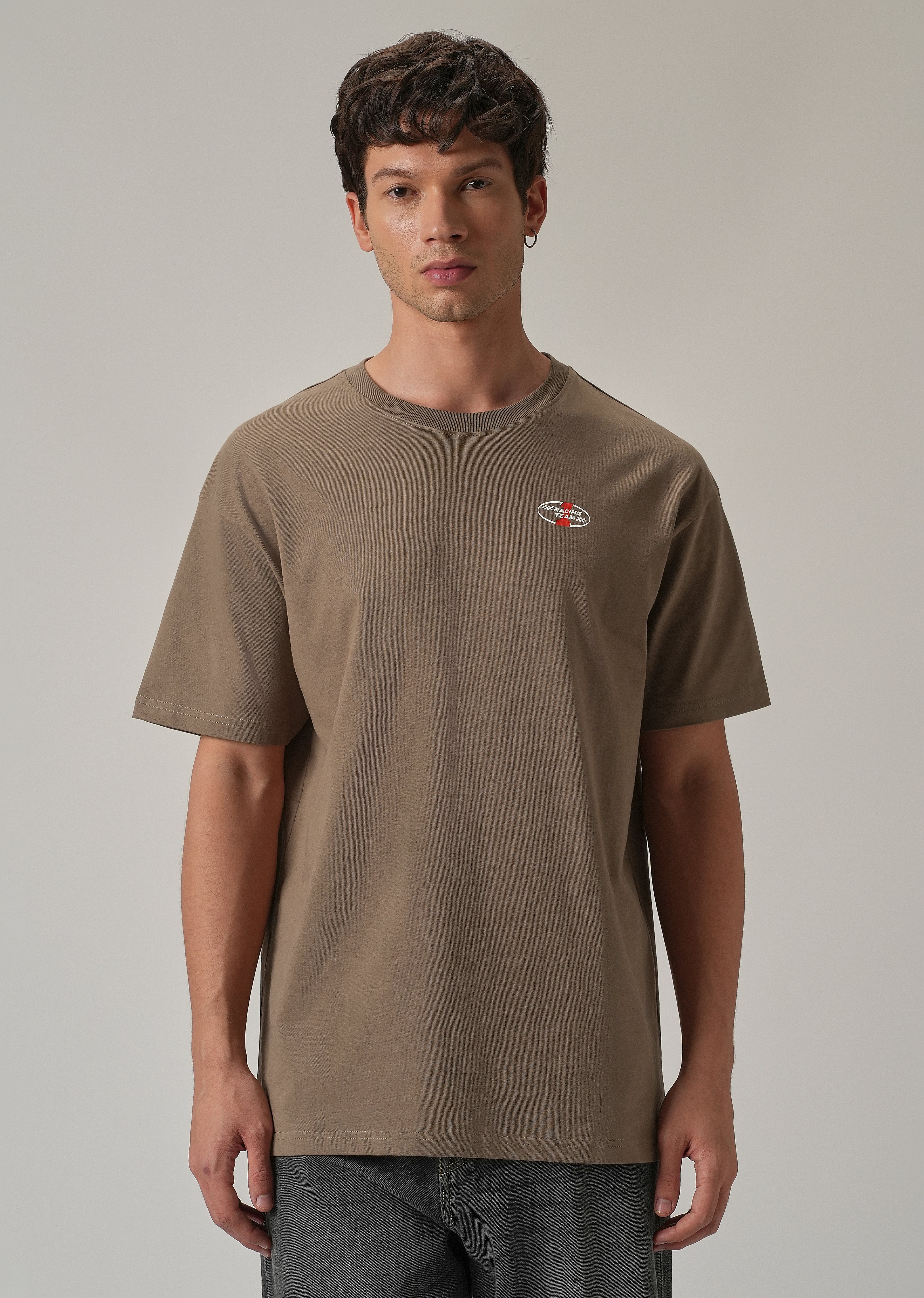 Brown Back Print Oversized T-shirt