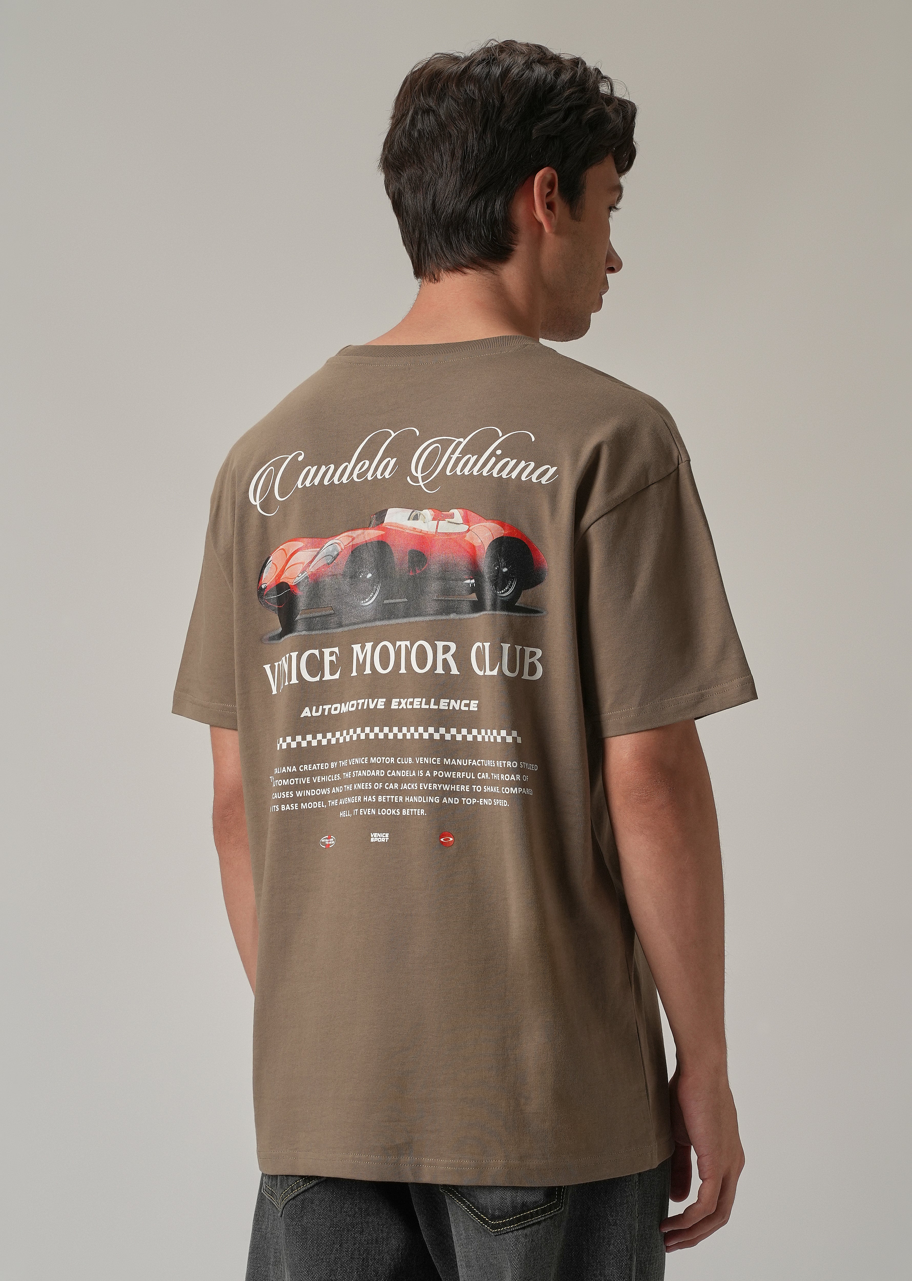 Brown Back Print Oversized T-shirt