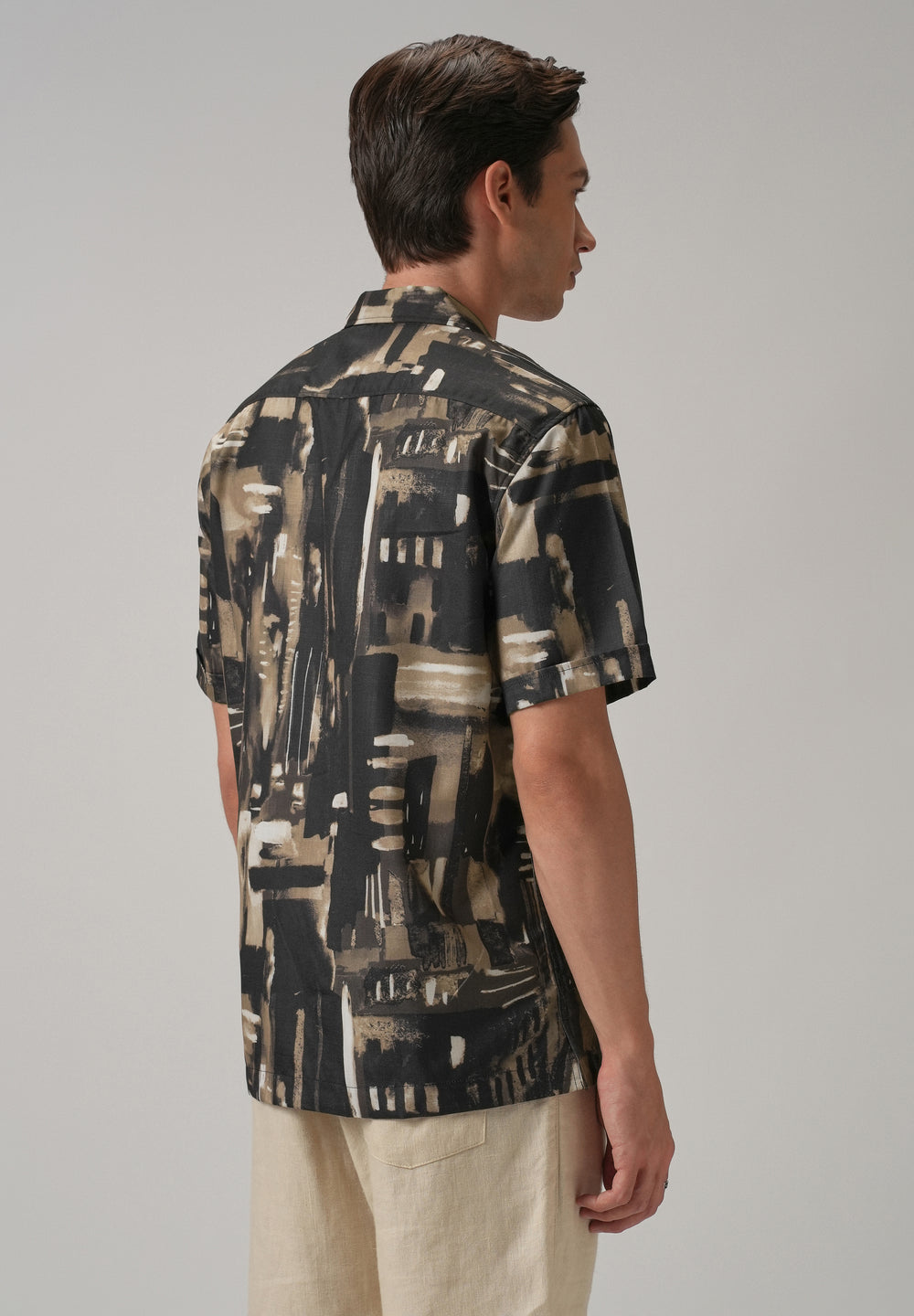 Brown Brush Stroke Half Sleeve Shirt