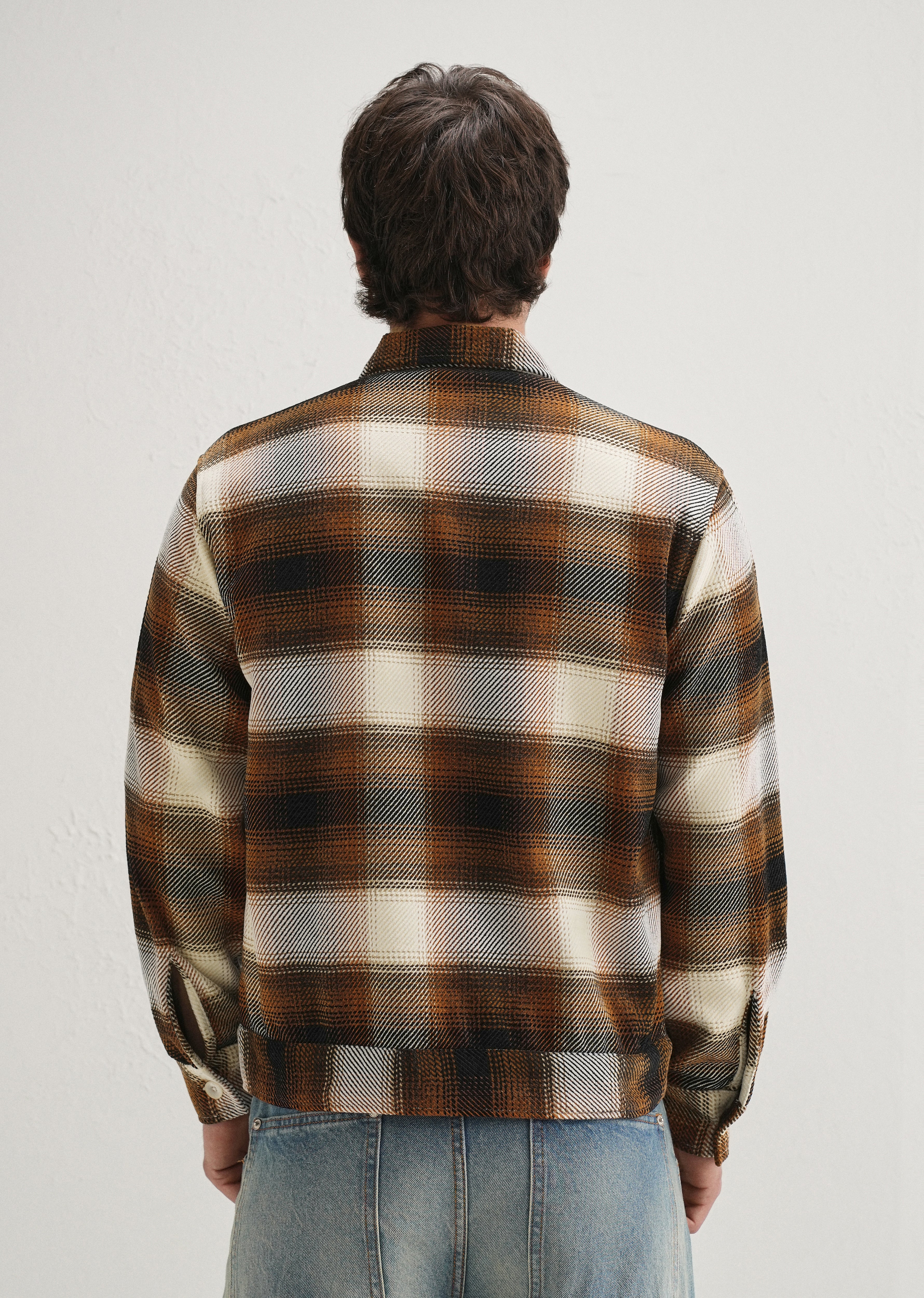 Brown Brushed Check Utility Shacket