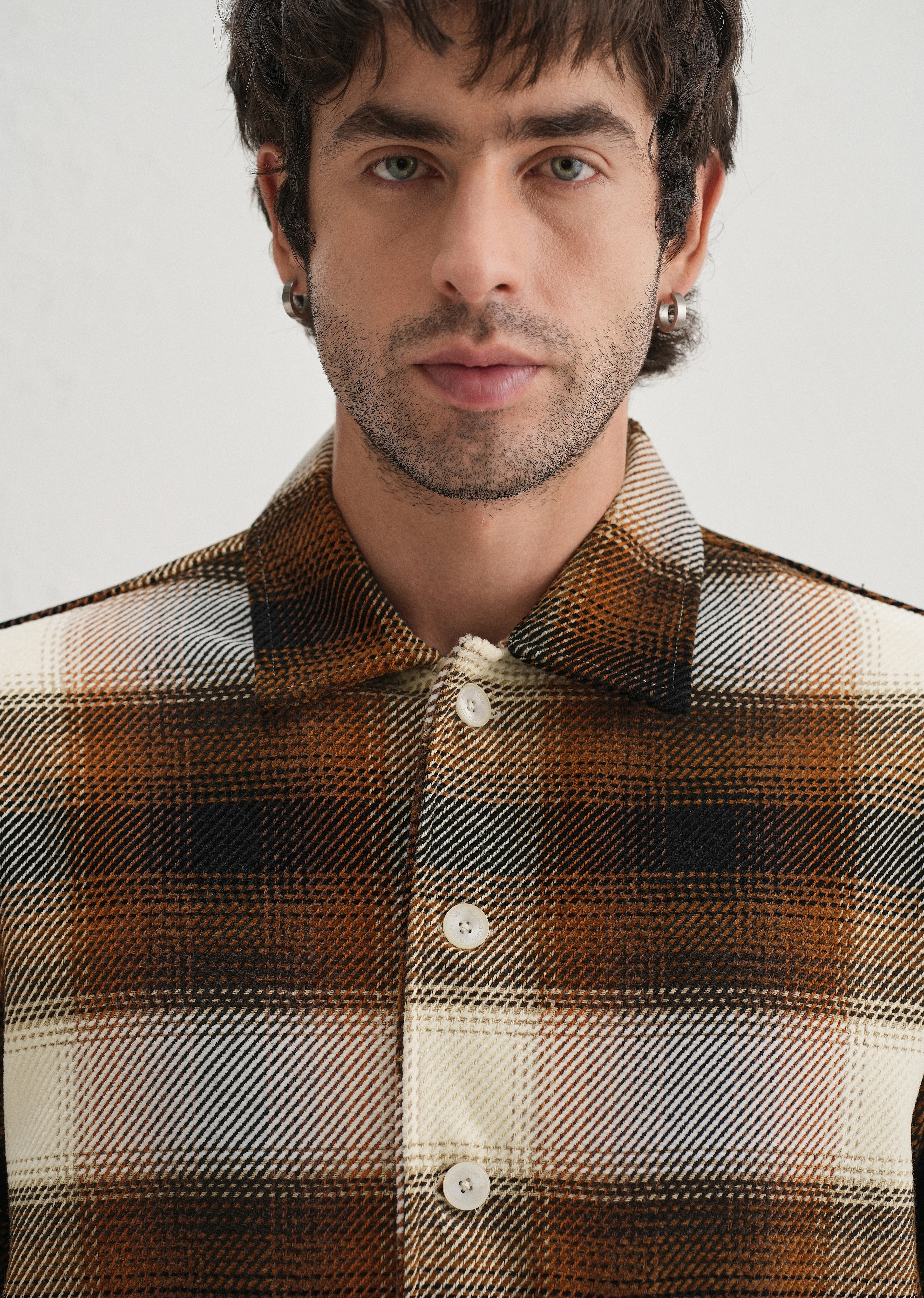 Brown Brushed Check Utility Shacket