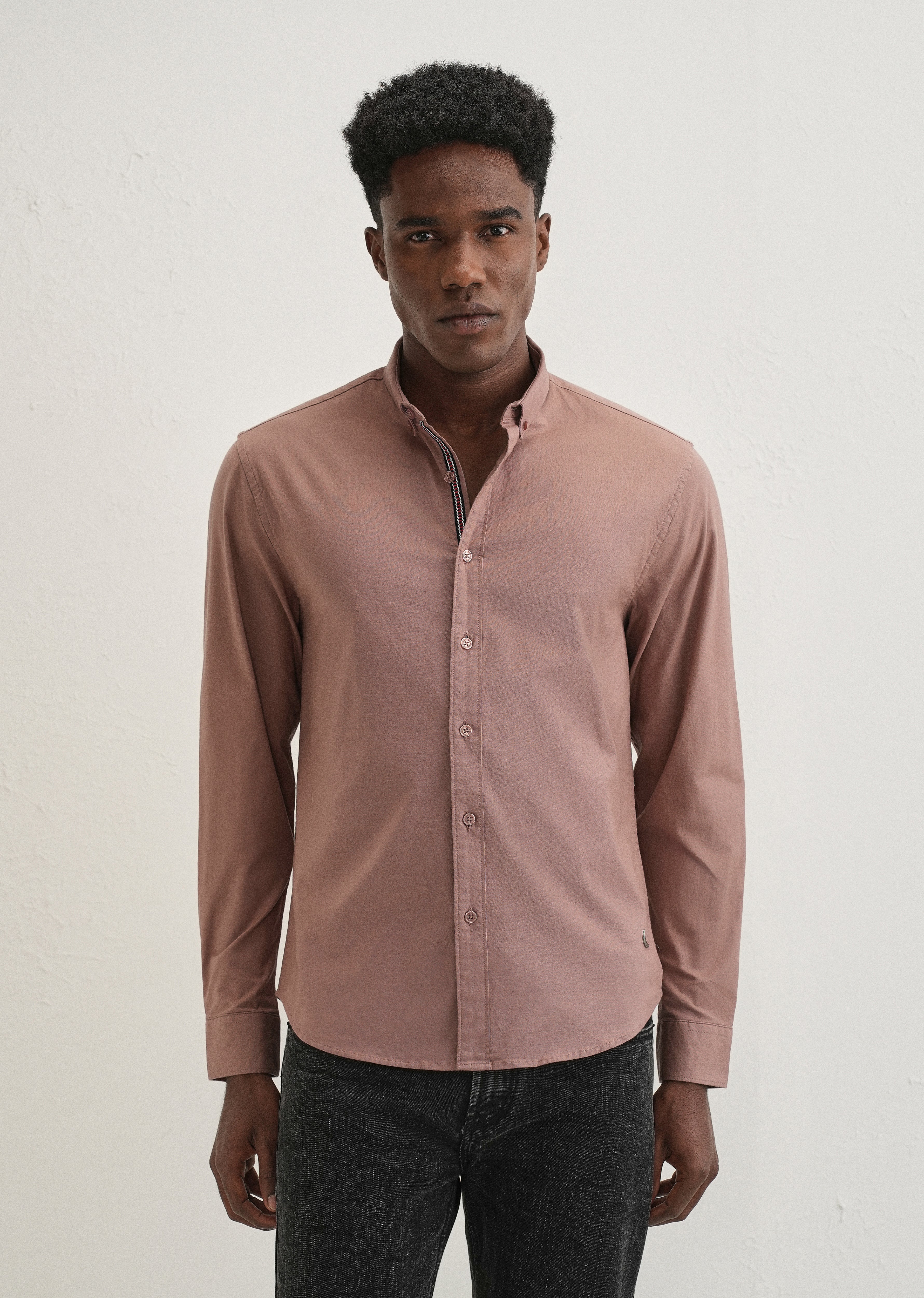 Brown Contrast Placket Shirt