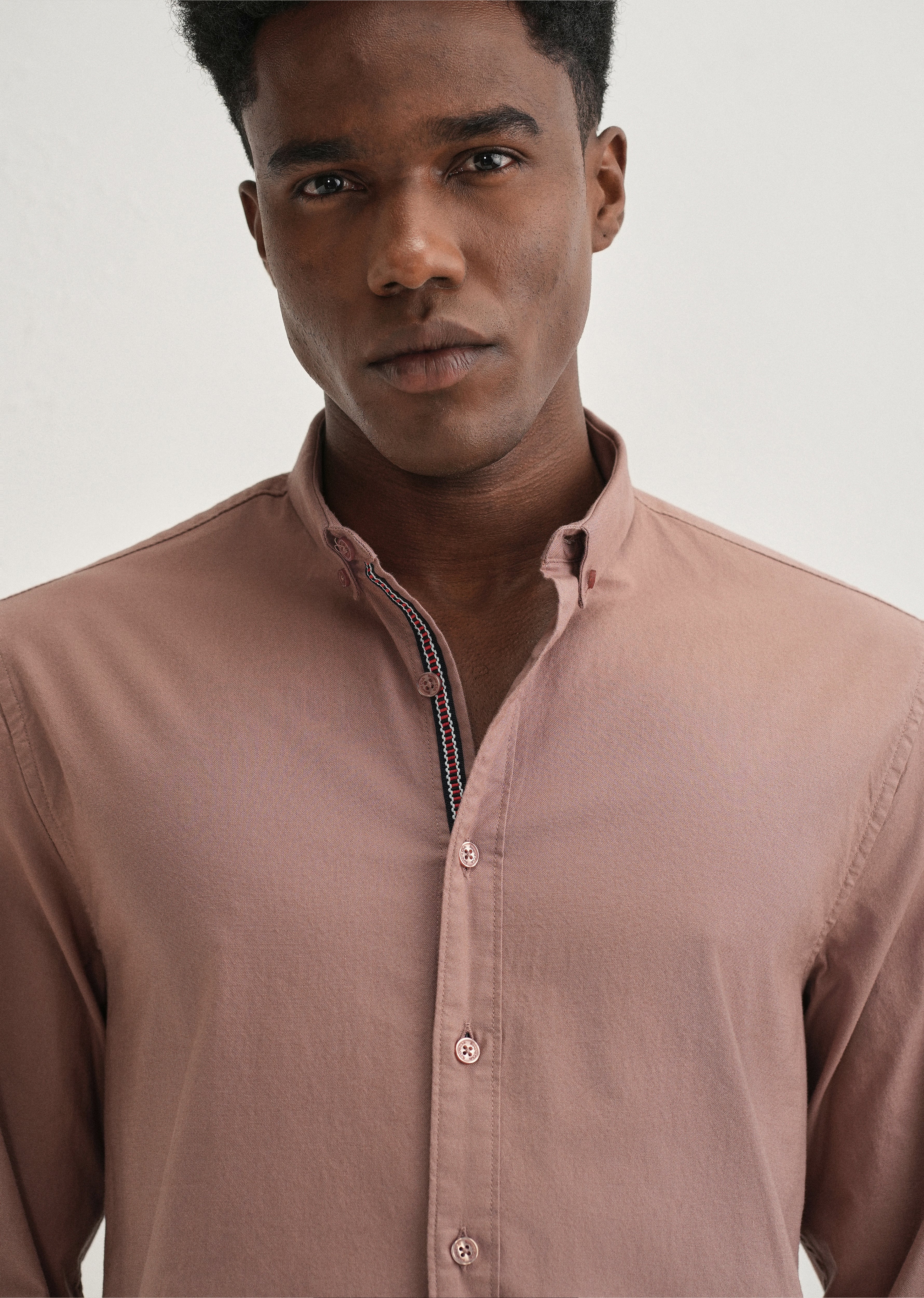Brown Contrast Placket Shirt